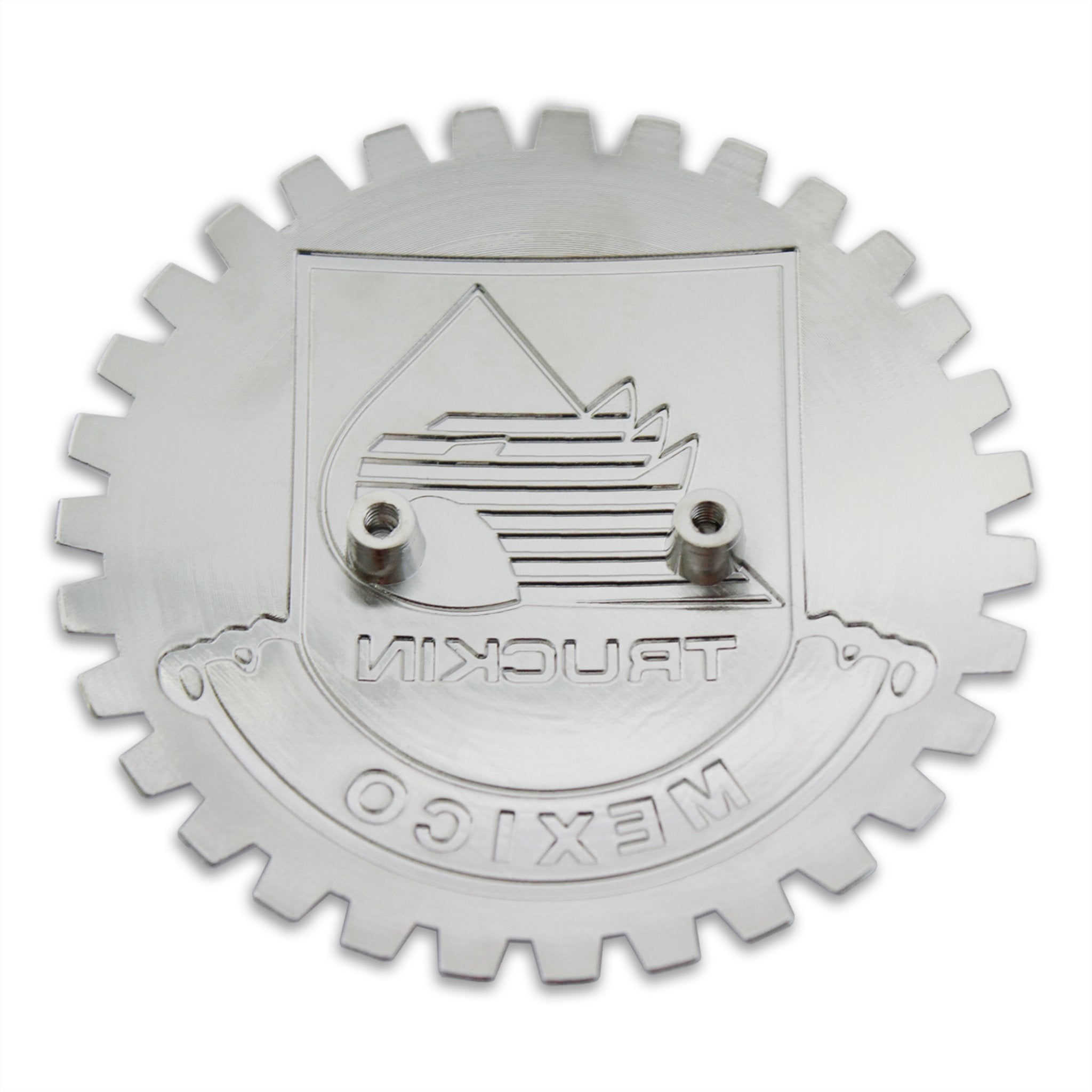 Insignia cromada para parrilla de coche y camión, emblema de Metal de Truckin México, medallón de bandera