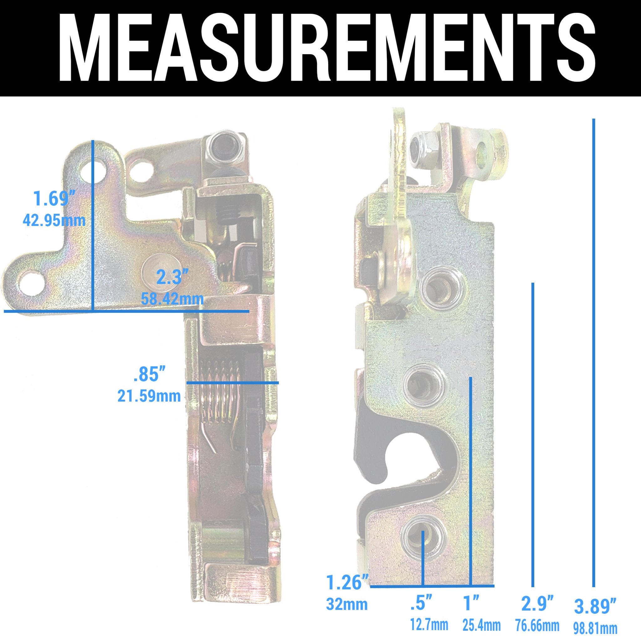 1985-2002 Zil ZIL-41041 / 41047 Autoloc Small Slimline Locking Bear Claw Jaw Car Door Latch Set w/ Striker Bolts
