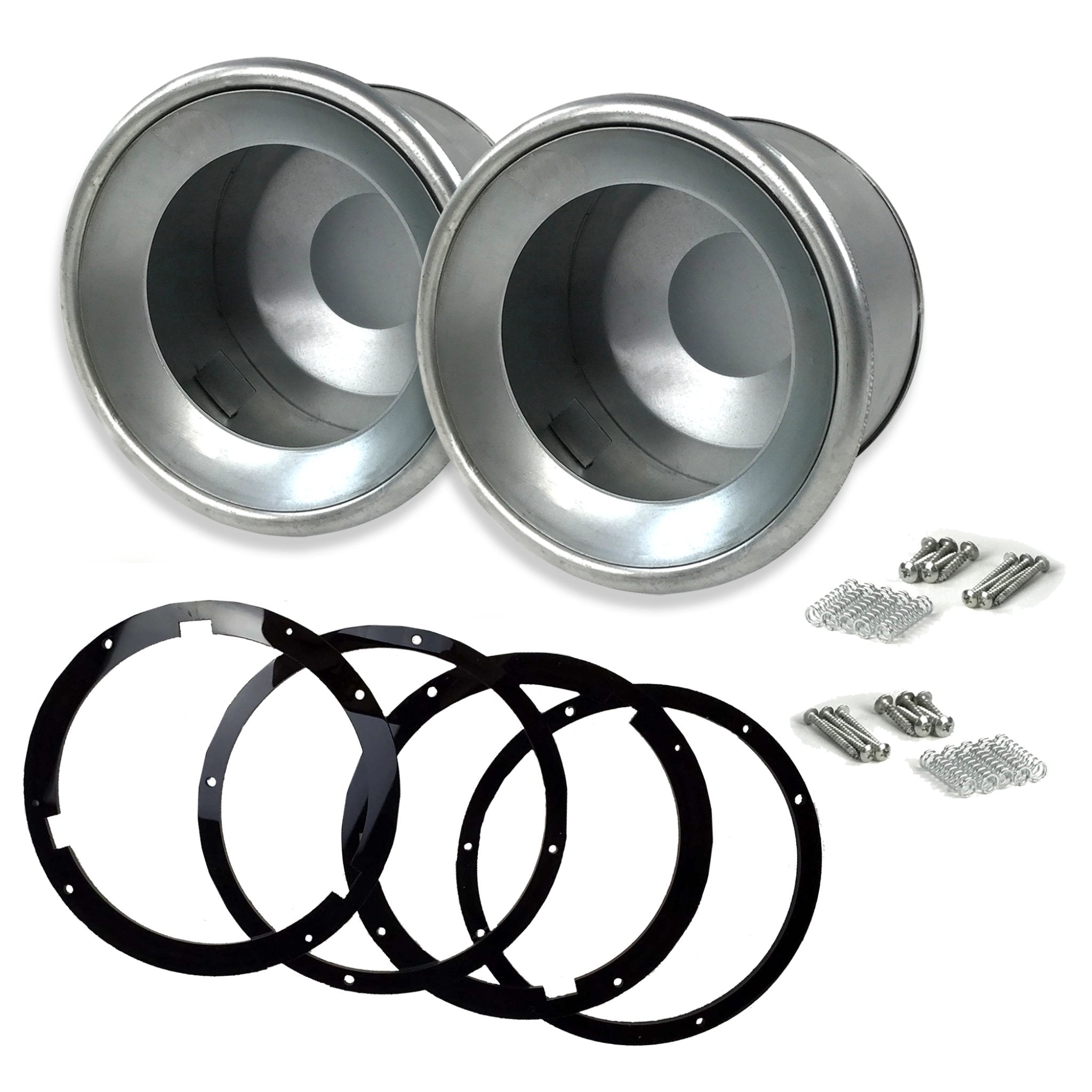 1942-1948 Pontiac Torpedo Series 29 Recessed Frenched Headlight Conversion Kit Set 7" Bucket Trim Ring Bezel