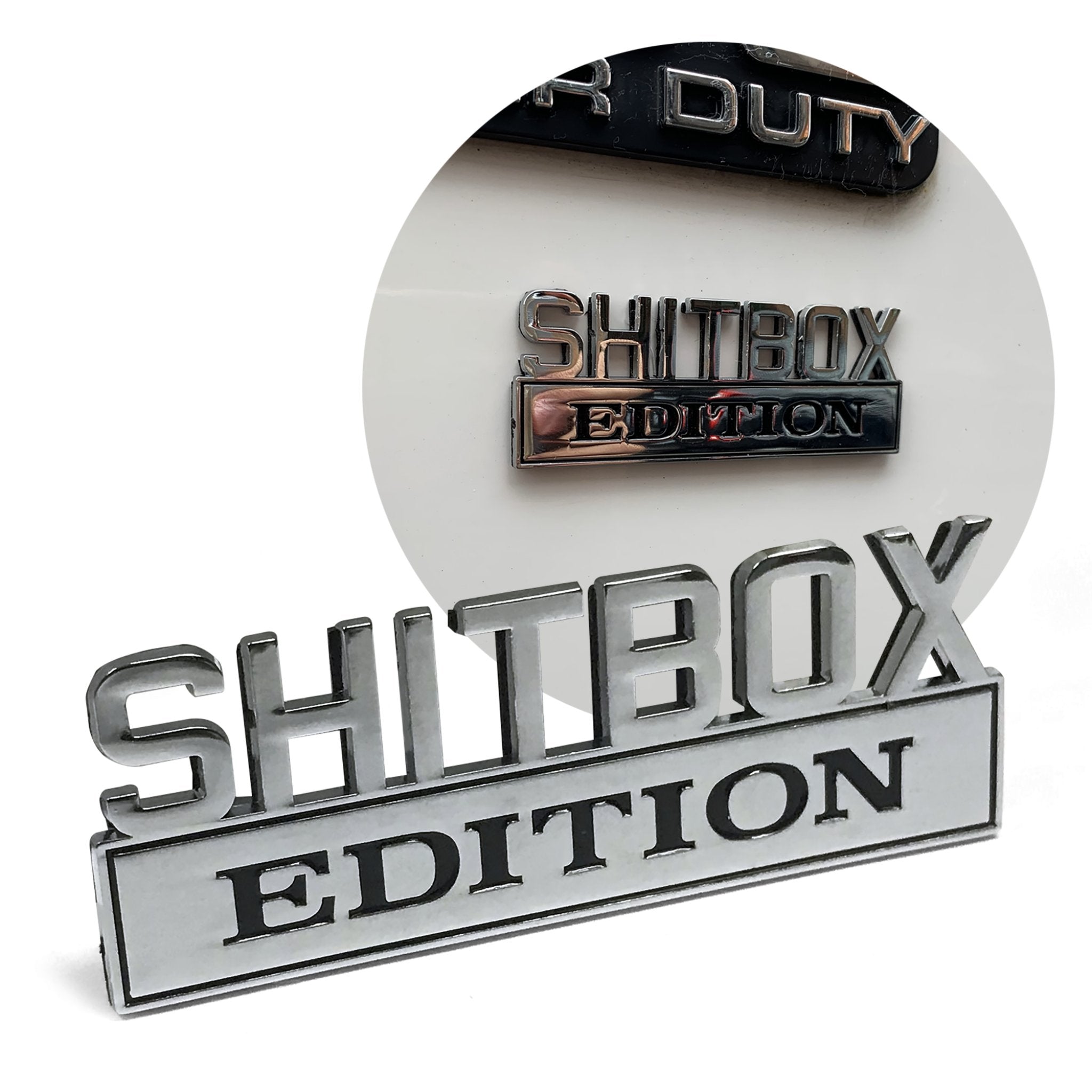 Chrome Metal Shitbox Edition Fender Emblem Badge Car Truck Auto Tailgate Trunk