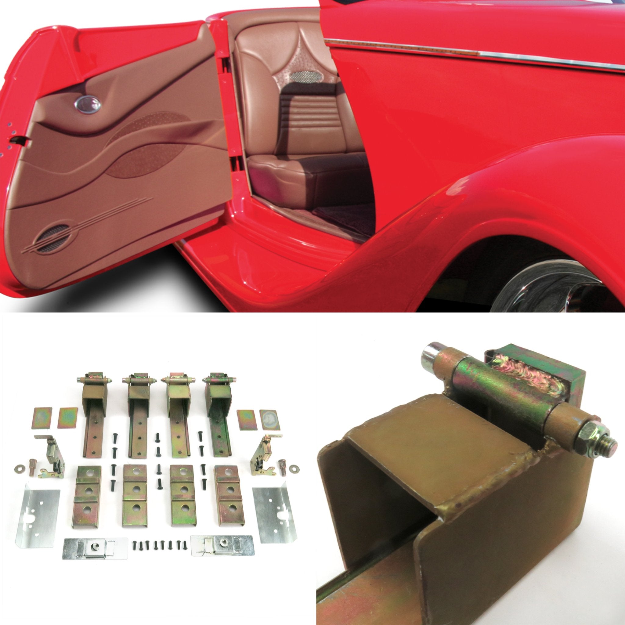 1969-1972 Chevrolet Kingswood 2 Door Heavy Duty Suicide Hidden Hinge Kit w/ Bear Claw Latches & Install Plates, Estate, Kingswood