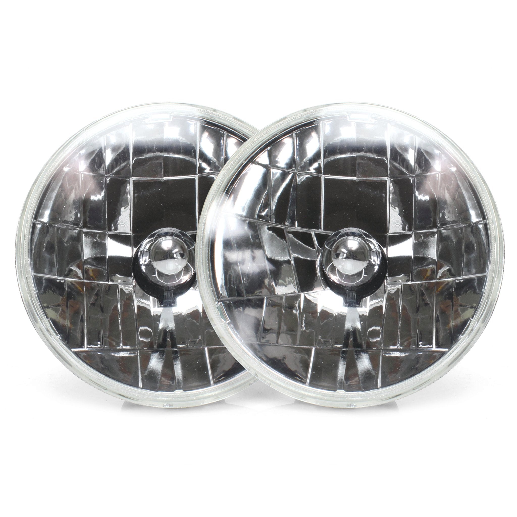 Snake Eye 7" Round Halogen Headlight Assembly Pair Glass Lens Car Truck Hot Rod