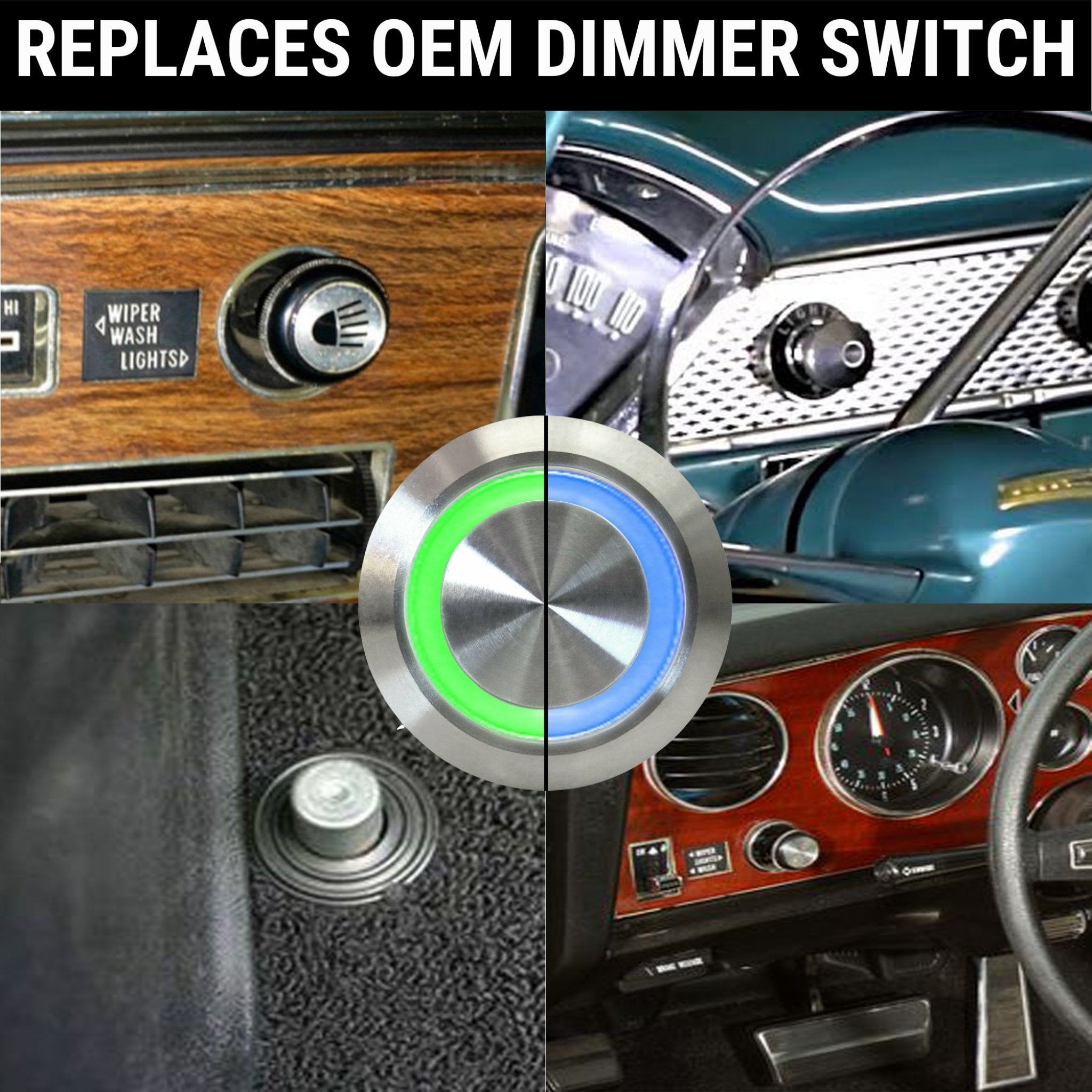 1972-1975 Alfa Romeo Montreal12V High Low Beam Dash Headlight Controller Switch Button Indicator Light, Montreal