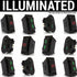 Kit de 7 interruptores para ventana eléctrica de coche de 4 puertas con LED verde y arnés de cableado de 12 V universal