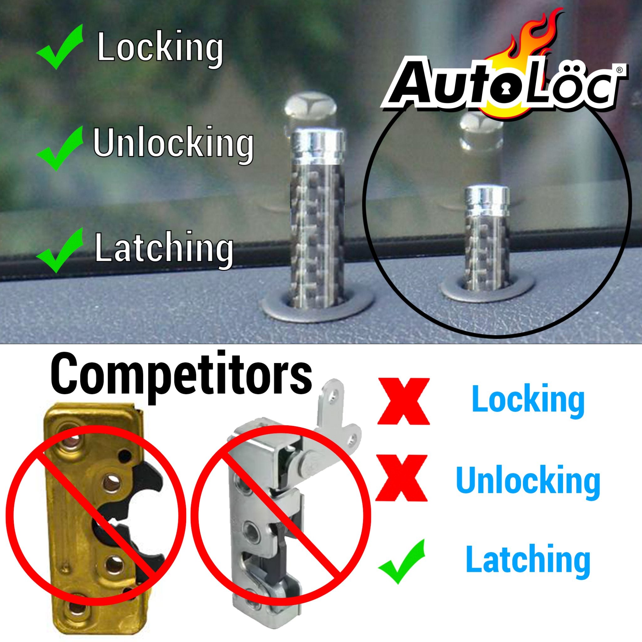 1985-2002 Zil ZIL-41041 / 41047 Autoloc Small Slimline Locking Bear Claw Jaw Car Door Latch Set w/ Striker Bolts
