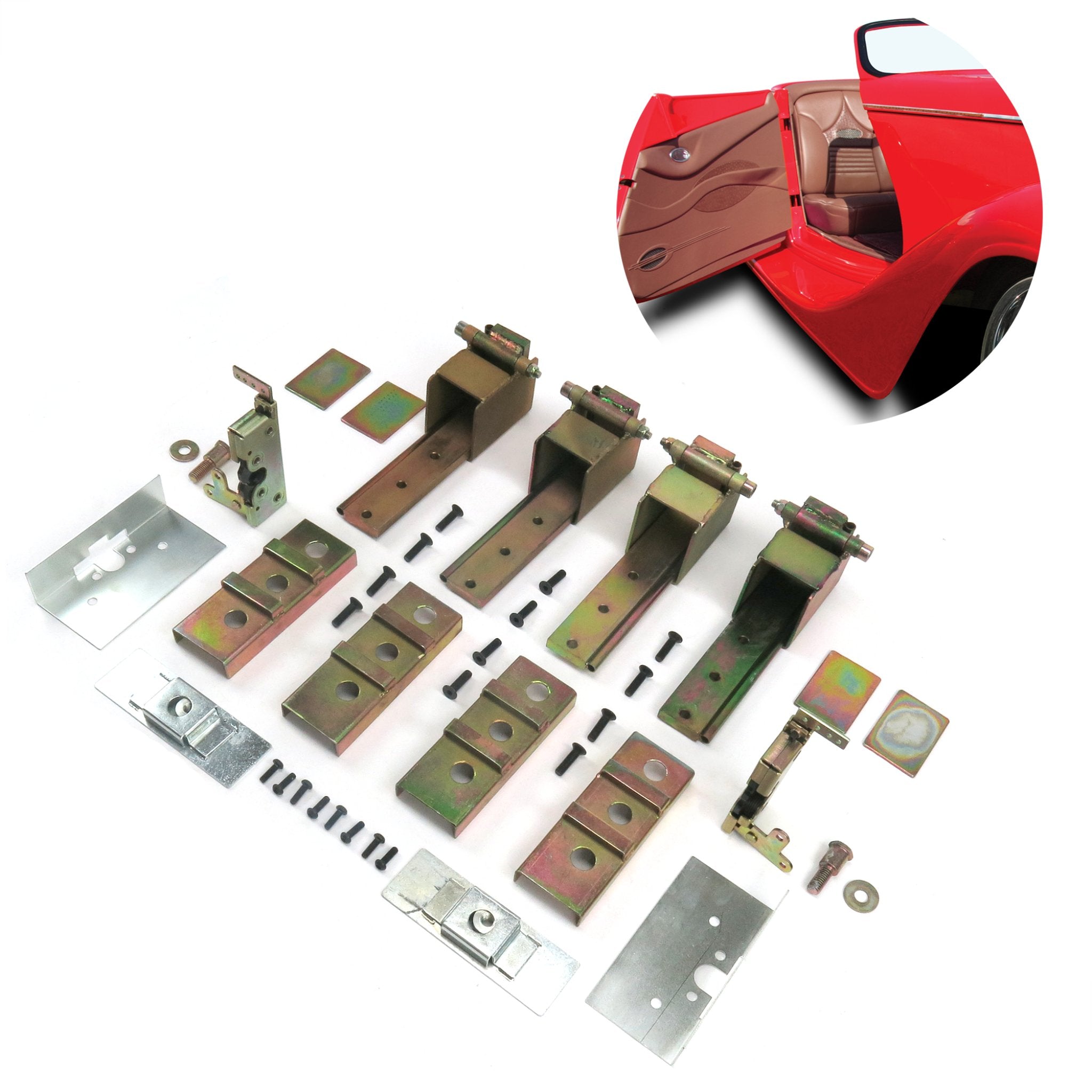 1969-1972 Chevrolet Kingswood 2 Door Heavy Duty Suicide Hidden Hinge Kit w/ Bear Claw Latches & Install Plates, Estate, Kingswood