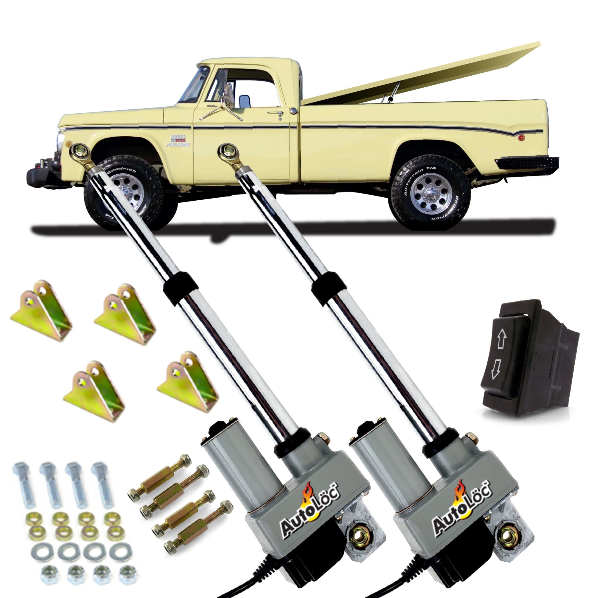 1961-1964 Dodge D-Series Truck Pickup Power Tonneau Cover Lift Kit  Mounting Brackets & 3 Way Switch , D100, D200, D300