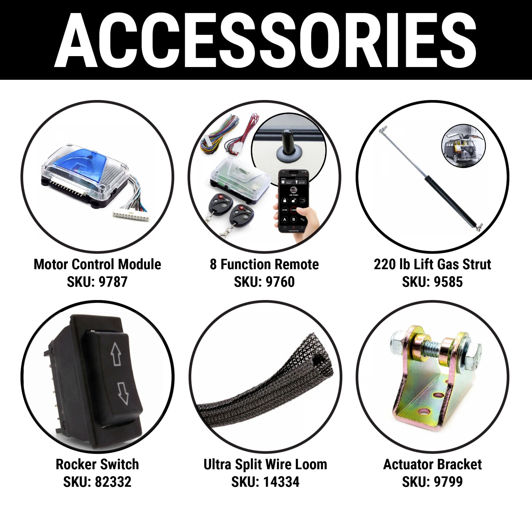 1960-1966 Chevrolet C/K Power Tonneau Cover Lift Kit  Mounting Brackets 3 Way Switch , K20, K10, C30, C20, C10, C30, C10, Pickup, Panel, CK