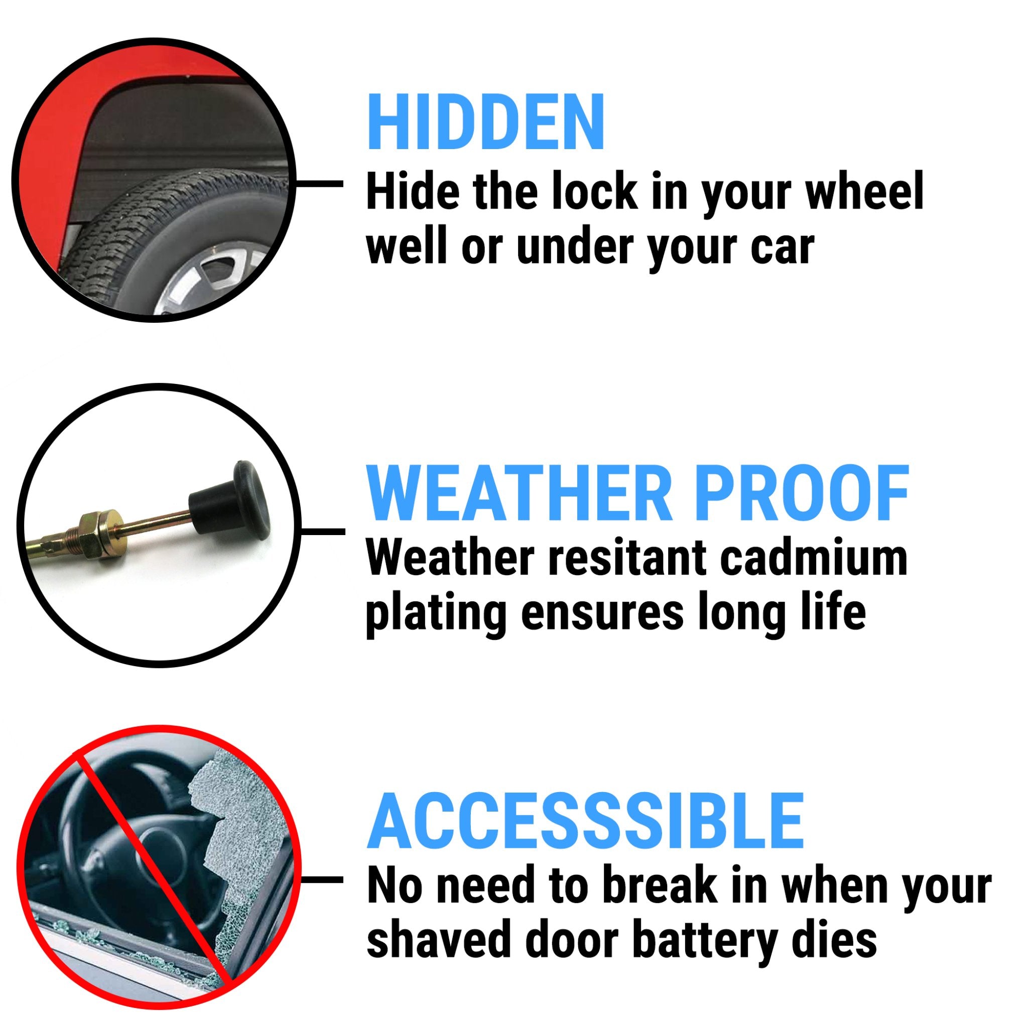 1971-1980 Ford Pinto Emergency Shaved Door Popper Latch Release Kit Hidden Manual Pull Knob Cable , Pony, Squire,  Pinto