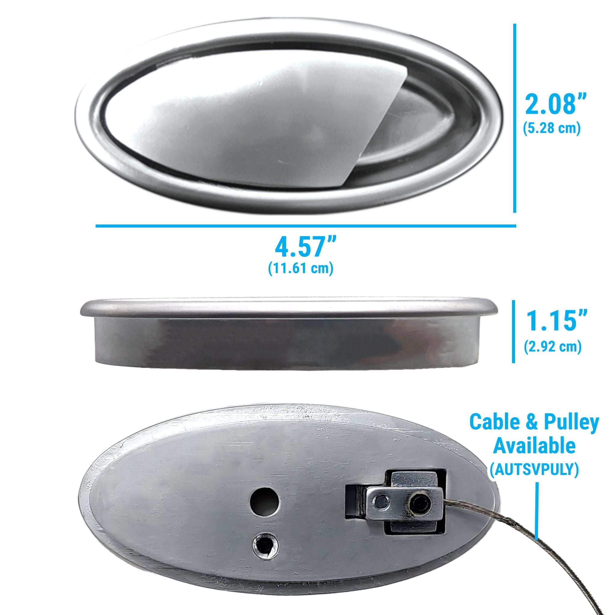 Par de palancas de bolsillo para manija de puerta de coche empotrada Interior ovalada de aluminio Billet