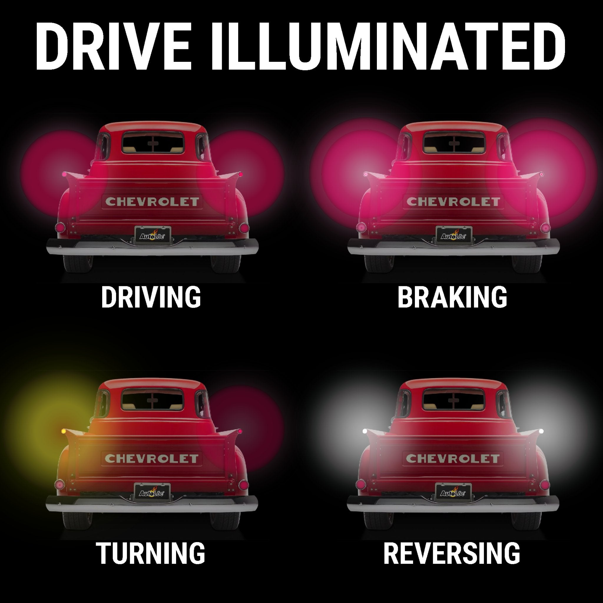 Pro’s Pick/Aftermarket LED Pair Bed Roll Taillight 4 Color - Drive Brake Turn Reverse