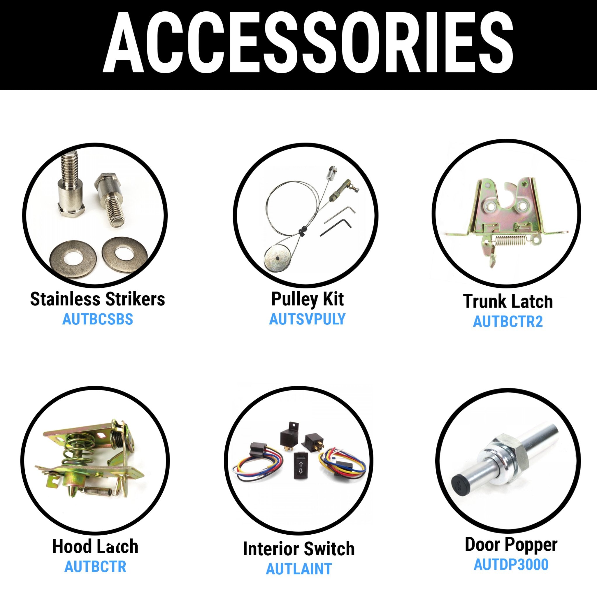 1998-2001 AC Aceca Shaved Door Kit Small Power Bear Claw Jaw Locking Latch Actuator Striker Bracket