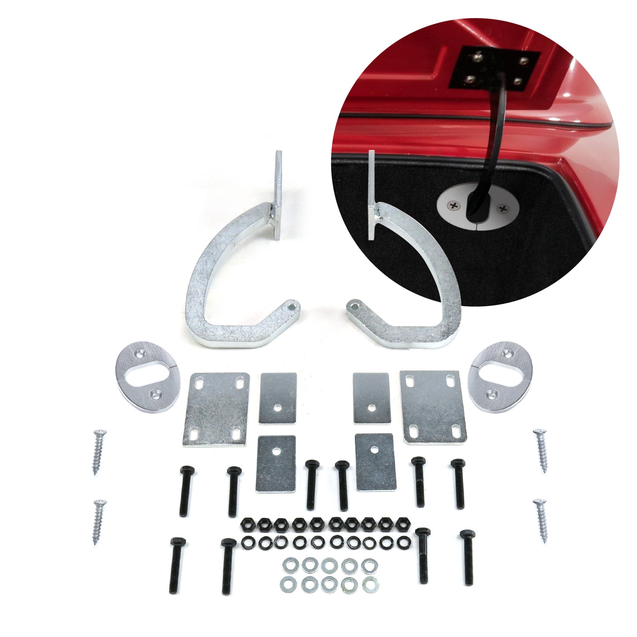 Universal Heavy Duty Car Trunk Hinge Kit w/ Split Billet Aluminum Trim Bezel