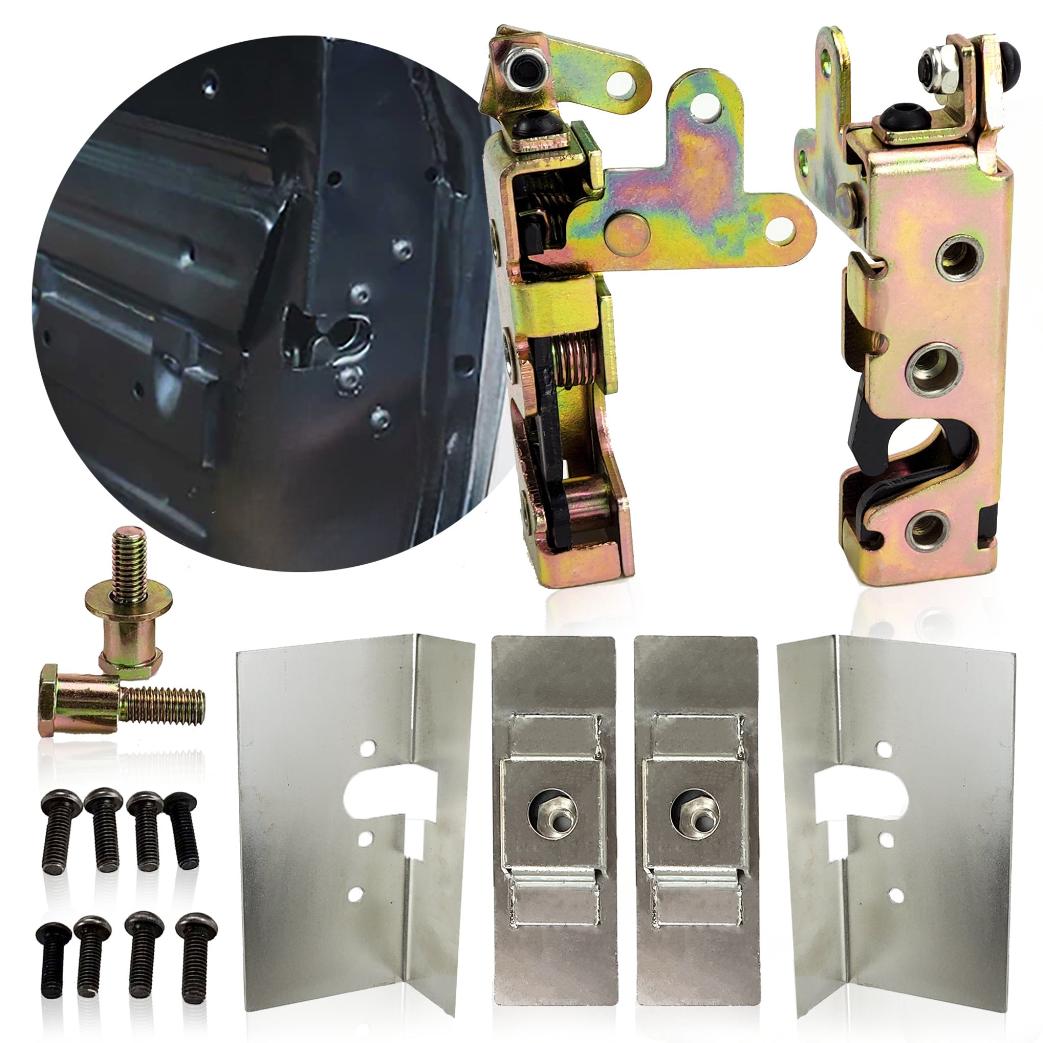 1993-1996 AC Brooklands Ace Small Slimline Bear Claw Door Locking Latch Set Install Kit Mounting Plates