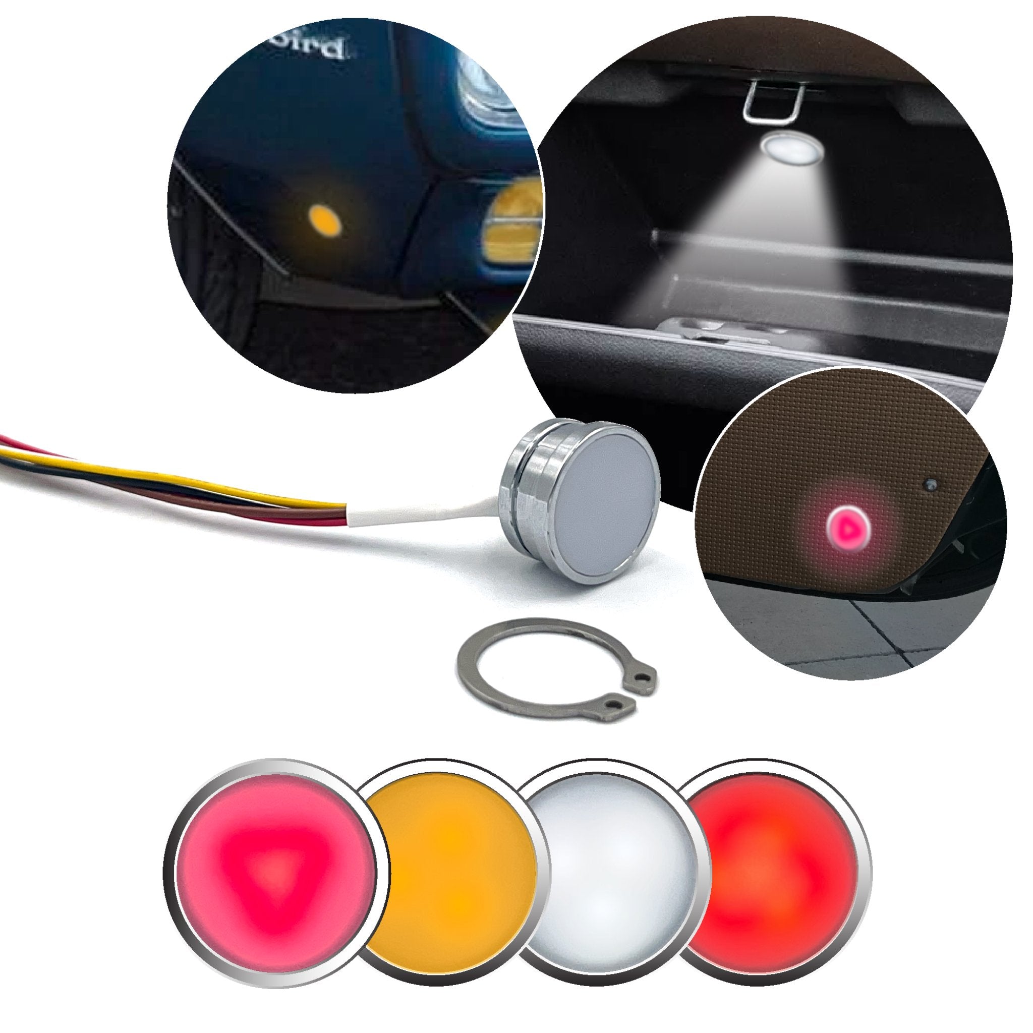 Universal LED Single Puck Light 4 Color - Red Yellow White Bright-Red