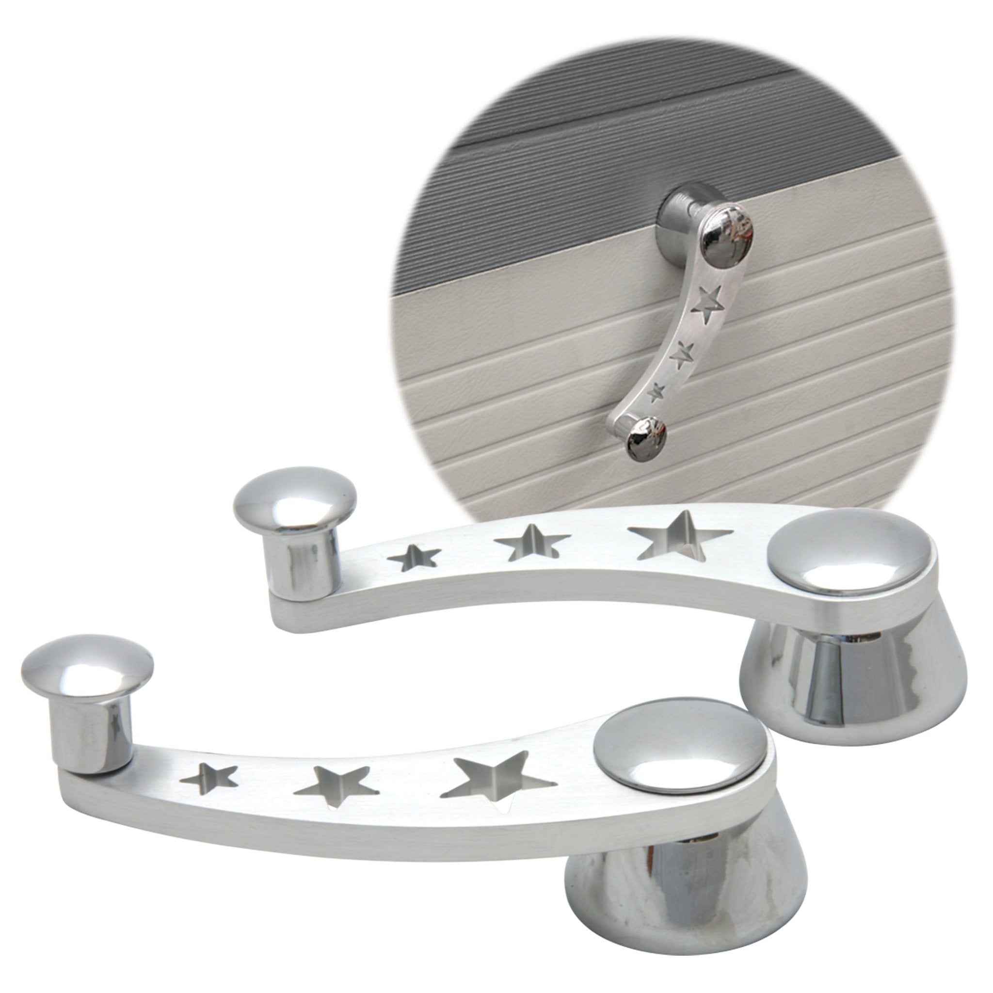 Brushed Billet Aluminum Star Car Window Crank Door Handle Levers Knobs Pair Set