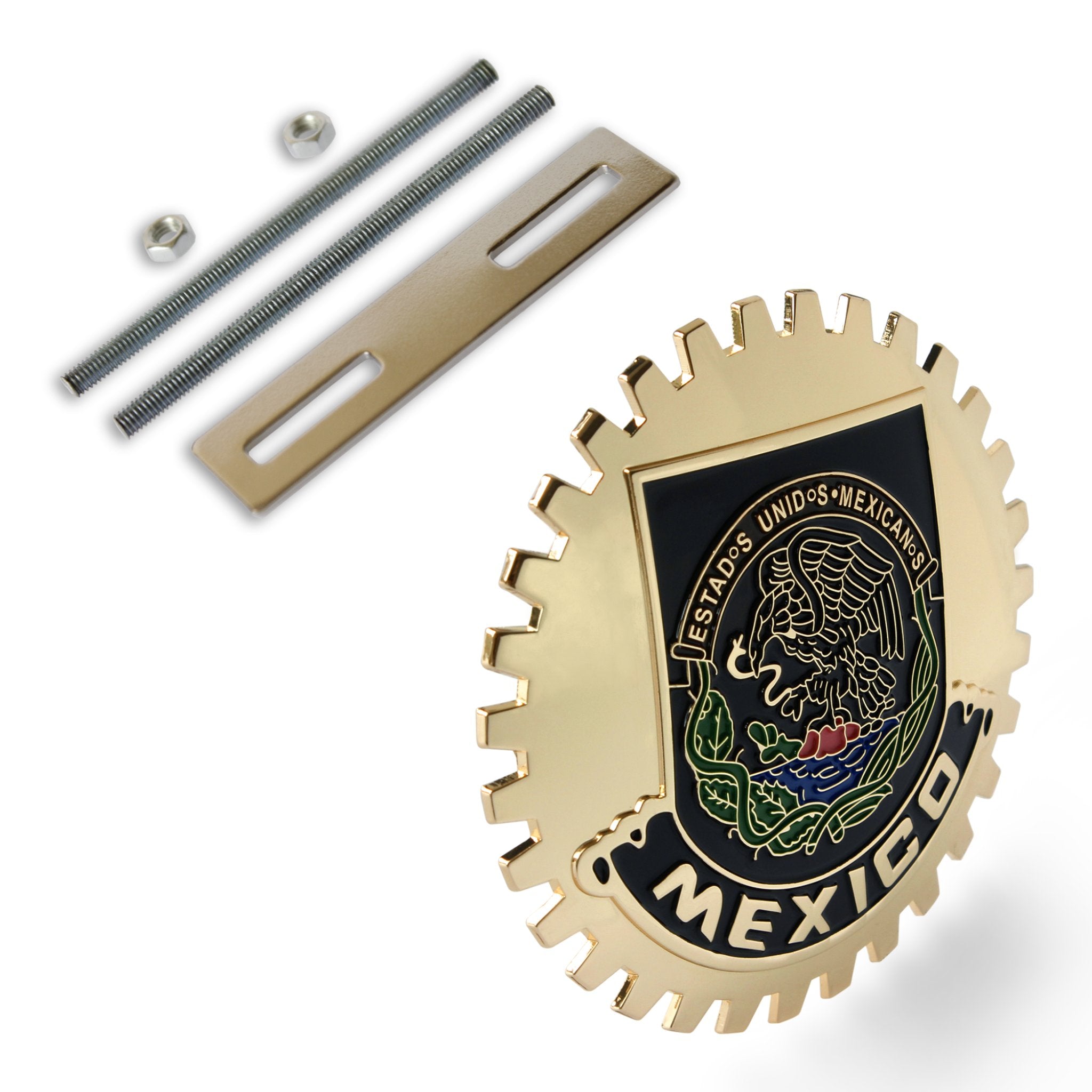 1948-1952 Ford F-Series 1/2 Ton Pickup Truck Gold Estados Unidos Mexicanos Mexico Grille Emblem Badge Mex Medallion Flag Banner black, F-1