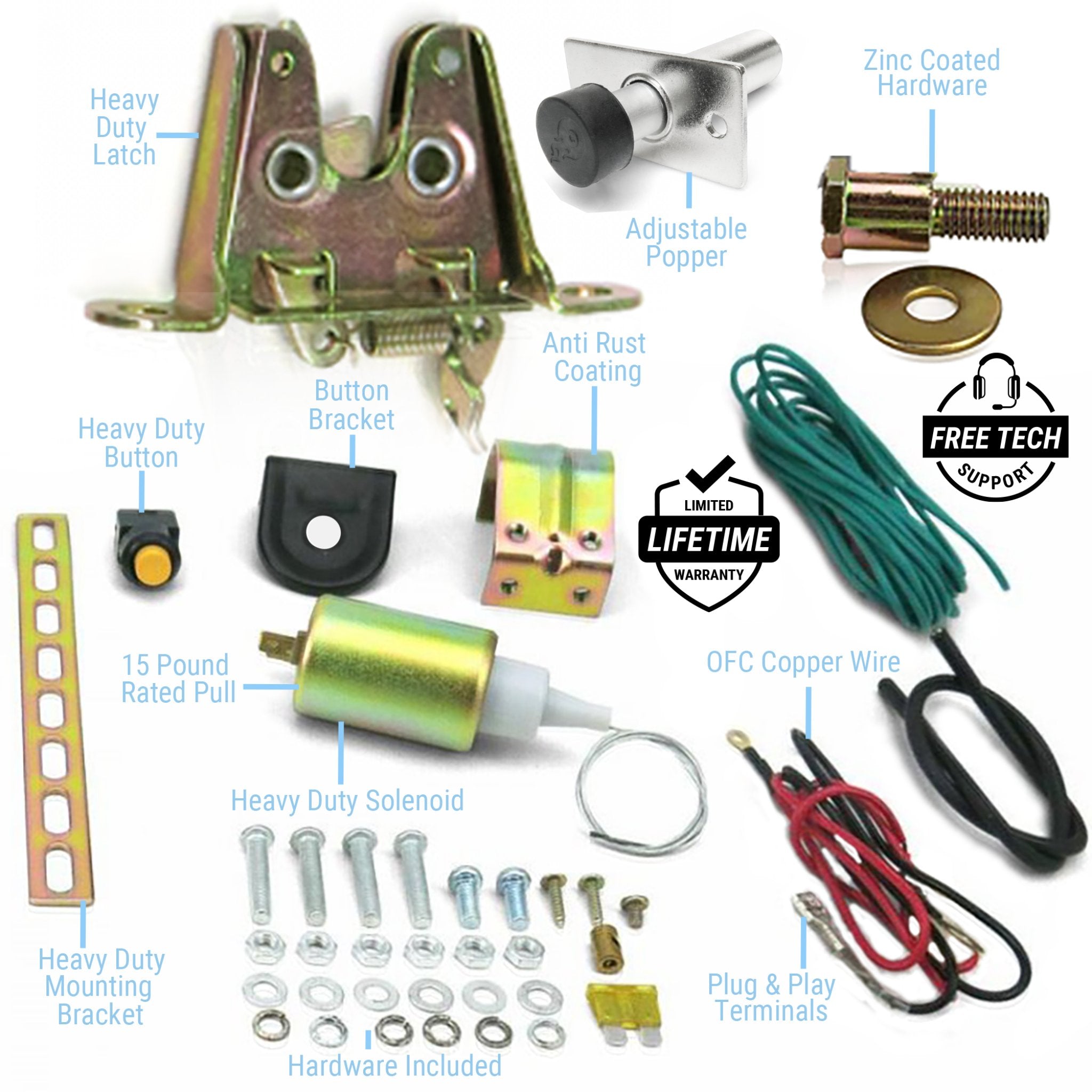 2000-2004 Nissan Xterra 15 lb. 12V Power Trunk Hood Hatch Solenoid Latch Release Kit, SE, XE, Xterra