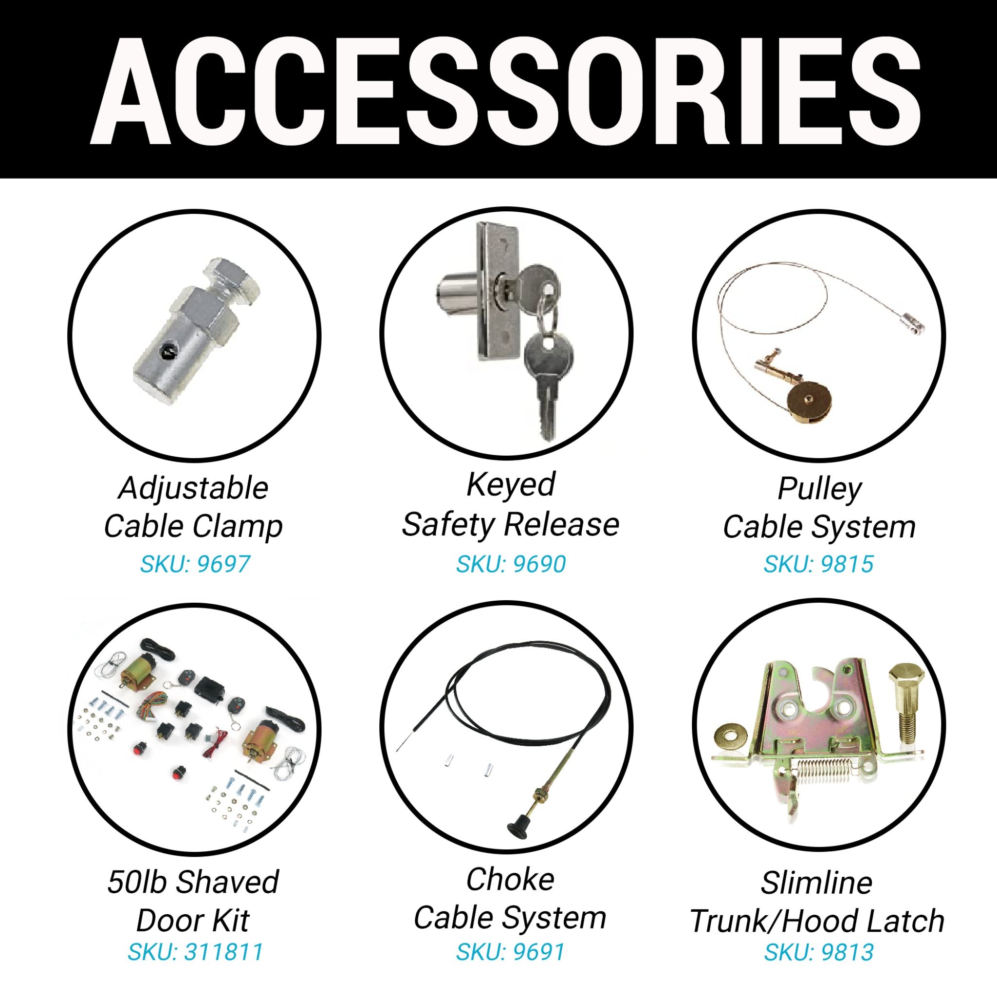 1958-1967 Humber New Super Snipe Series I-V 10' Shaved Door Latch Cable Extension Kit w/ Housing for Trunk Hood Solenoid