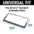 Stainless Steel Chrome Metal Car License Plate Frame 6"x12" w/ LED Light Bolts