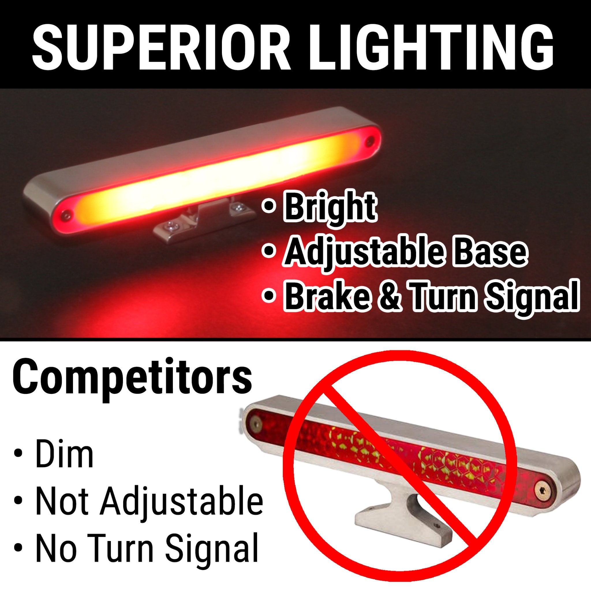 1960-1964 Chevrolet Corvair Billet Aluminum LED Third 3rd Brake Light Turn Signal Rear Window, Monza, 95, Spyder,  Deluxe, Lakewood, Corvair, Truck