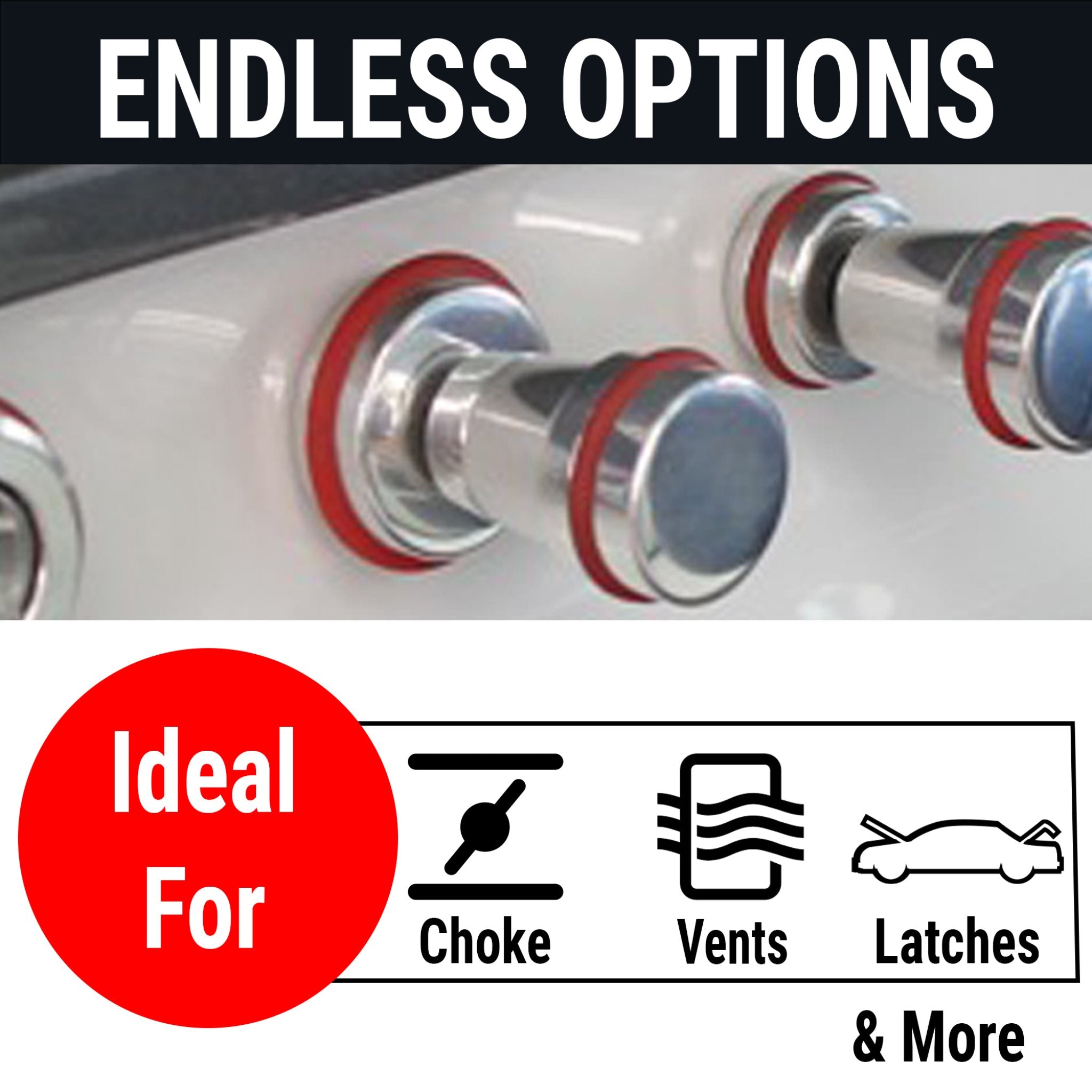 Kit de liberación de Cable de pestillo de ventilación de maletero, capó de puerta de coche, perilla cromada para tablero