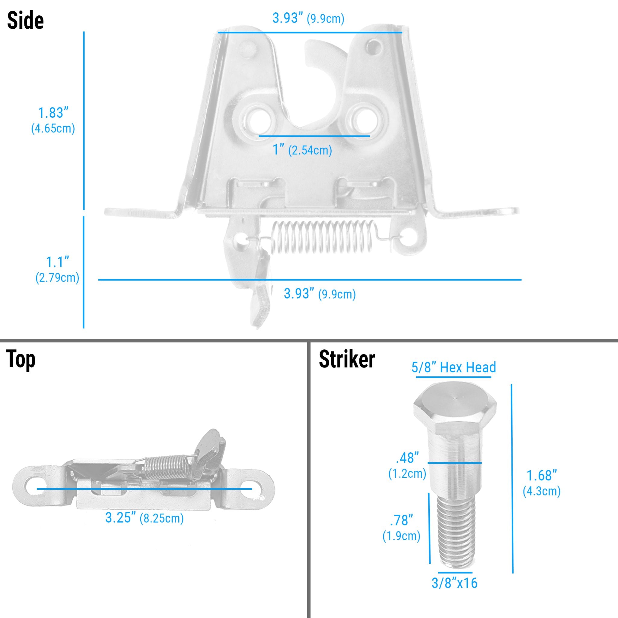 1931-1934 Tatra 54 Heavy Duty Large Slimline Bear Claw Trunk and Hood Latch Assembly Upgrade Kit