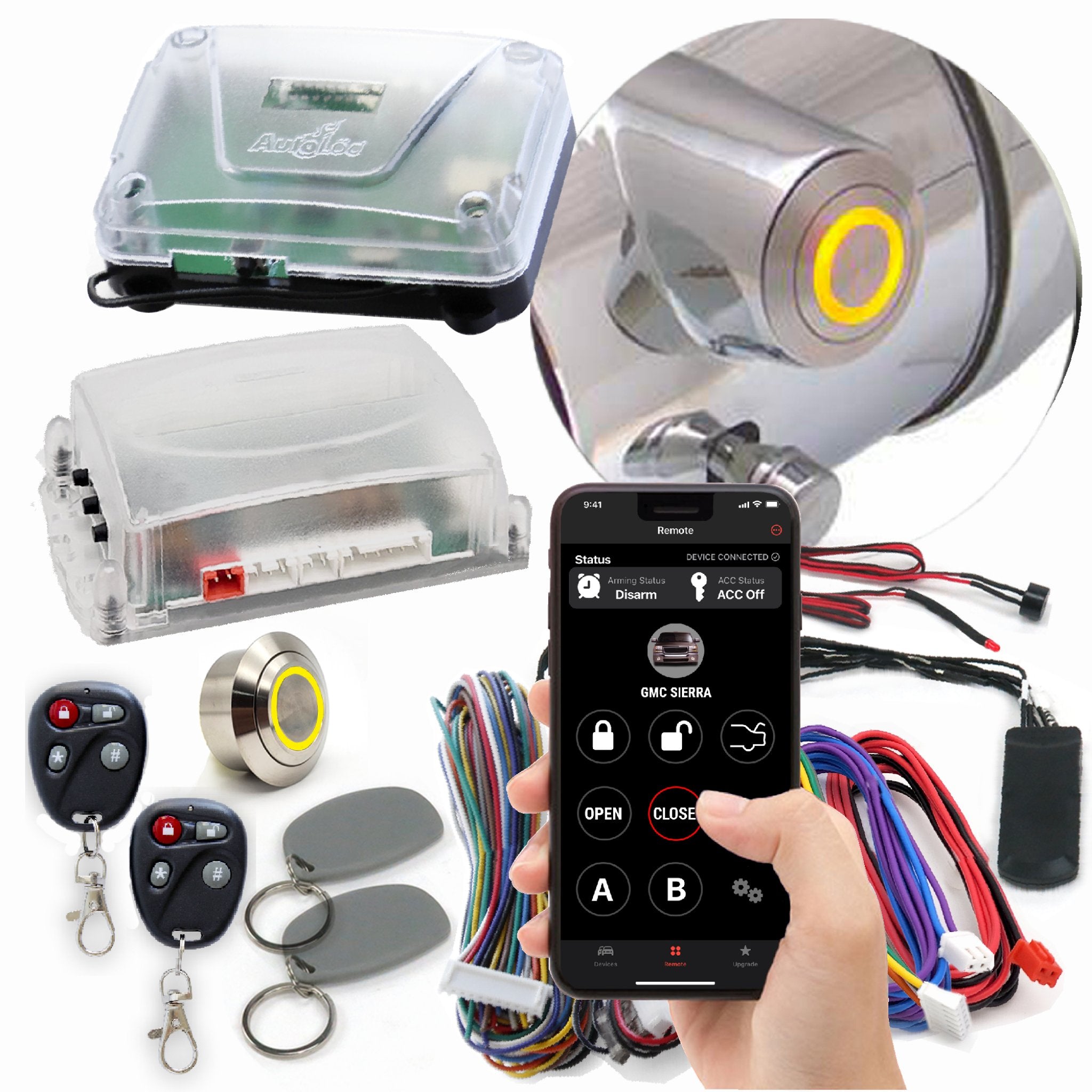 Módulos de arranque de motor GM con RFID, controles remotos, inserto de columna y botón