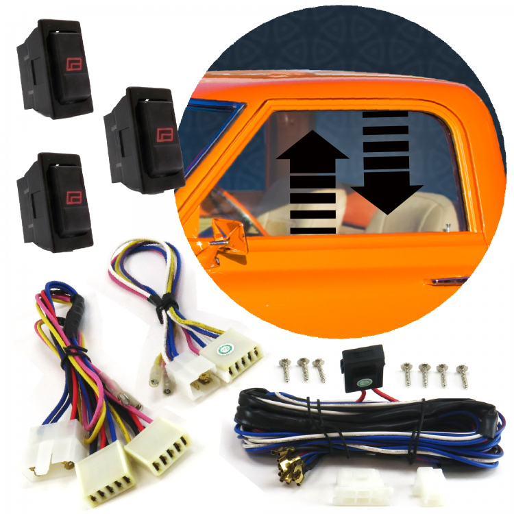 Power Window Switch Kit for 2 Doors with Wiring Harnesses