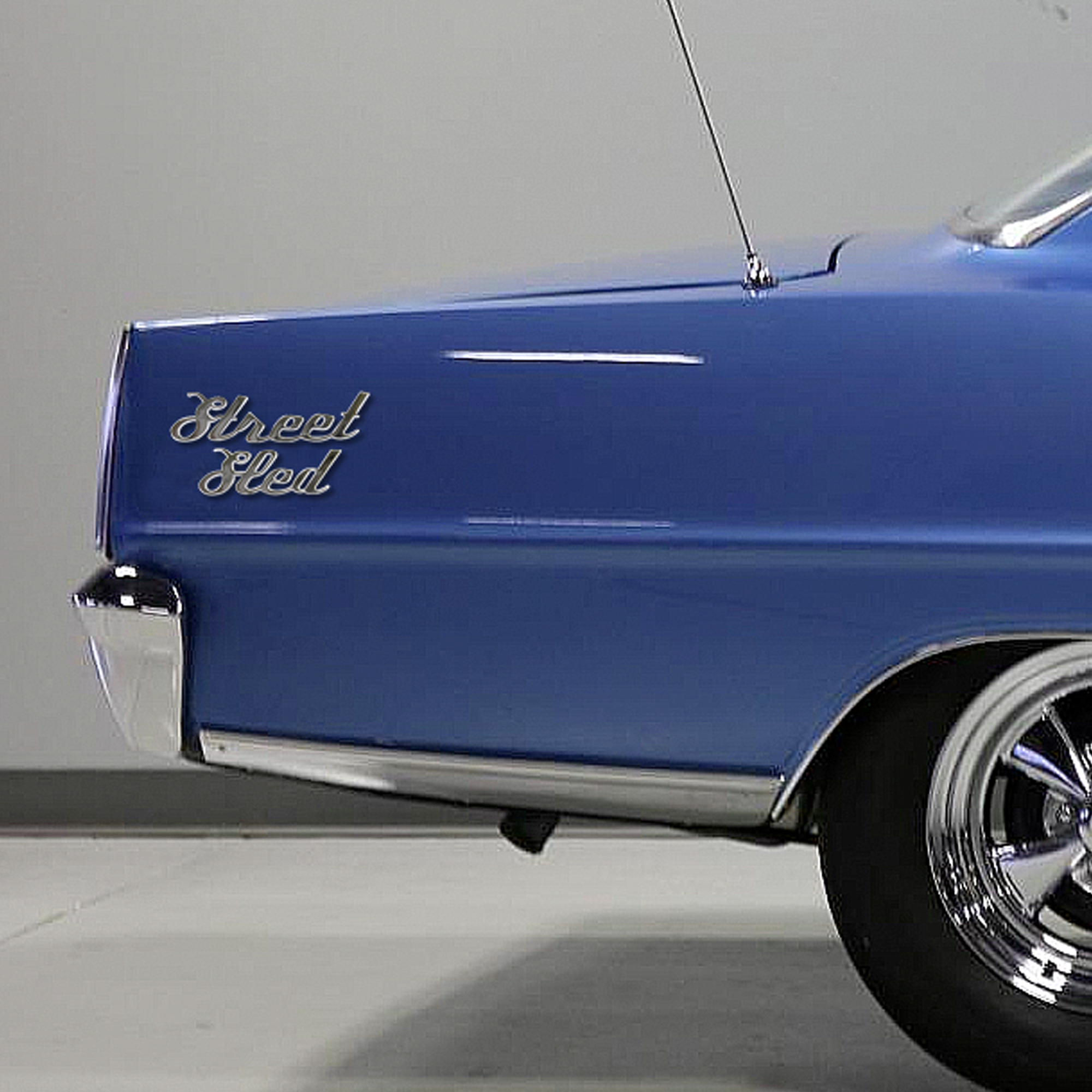 Street Sled Script Emblem Installed on Rear of Car