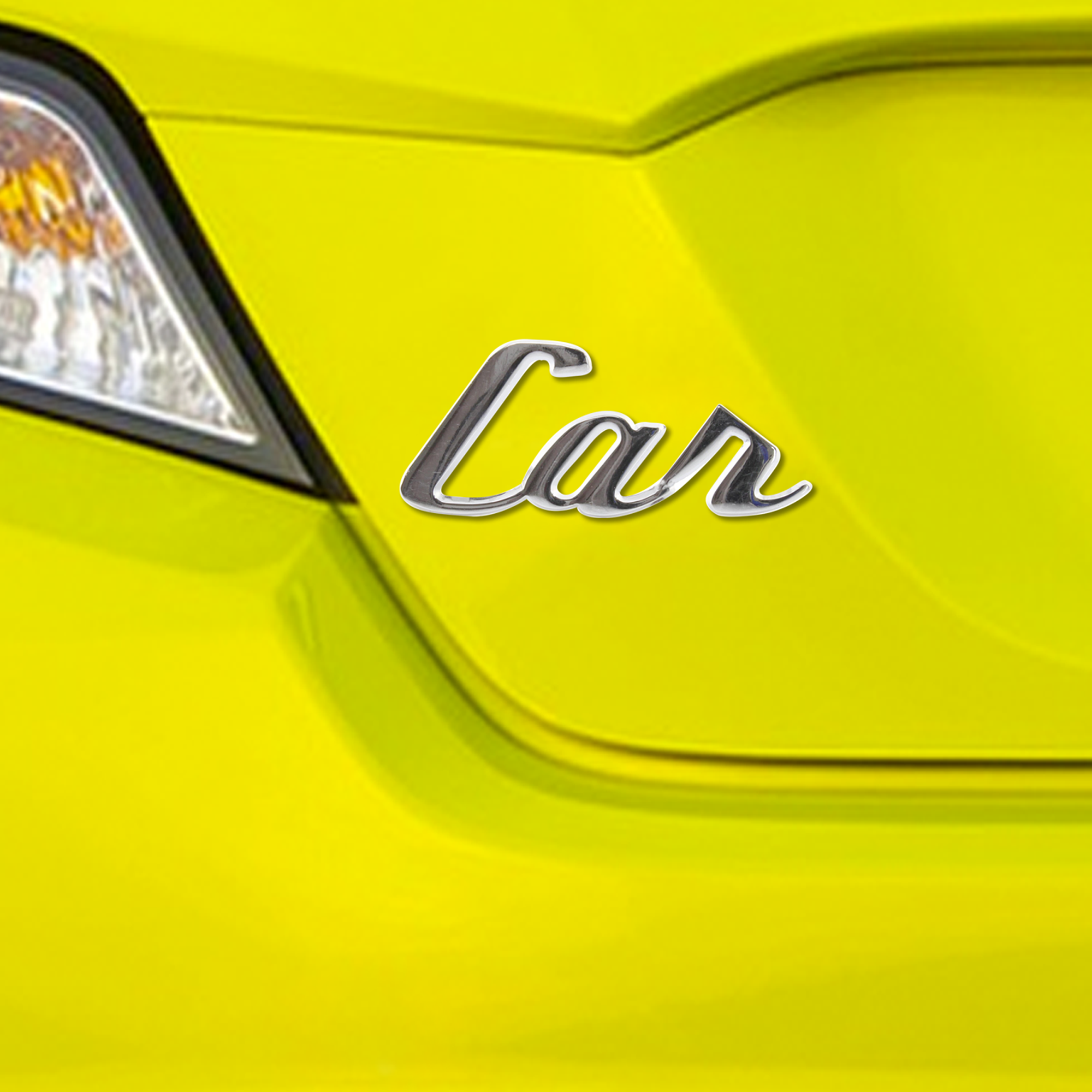 Car Script Emblem Installed on Hood