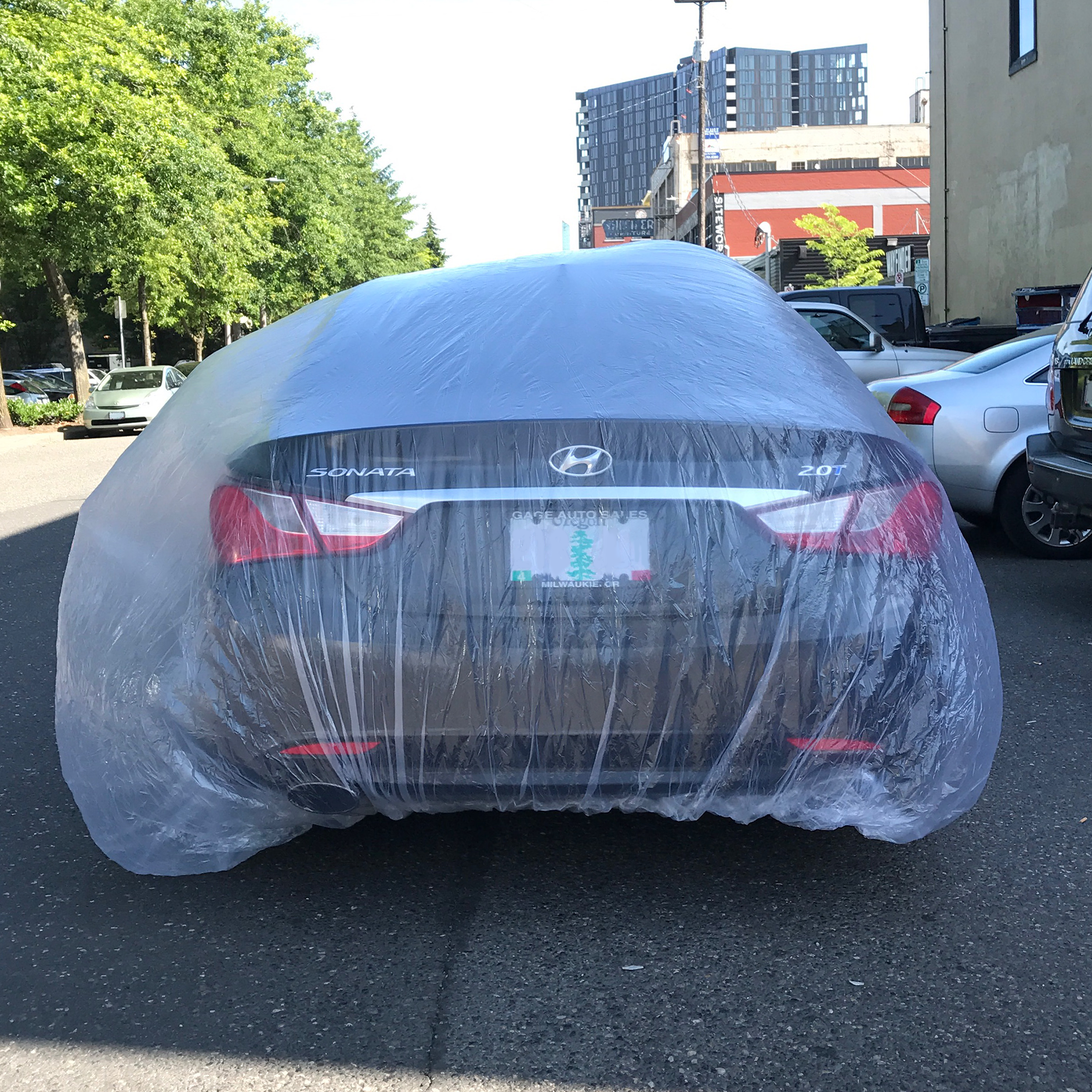 Car Cover Over a Hyundai Outside