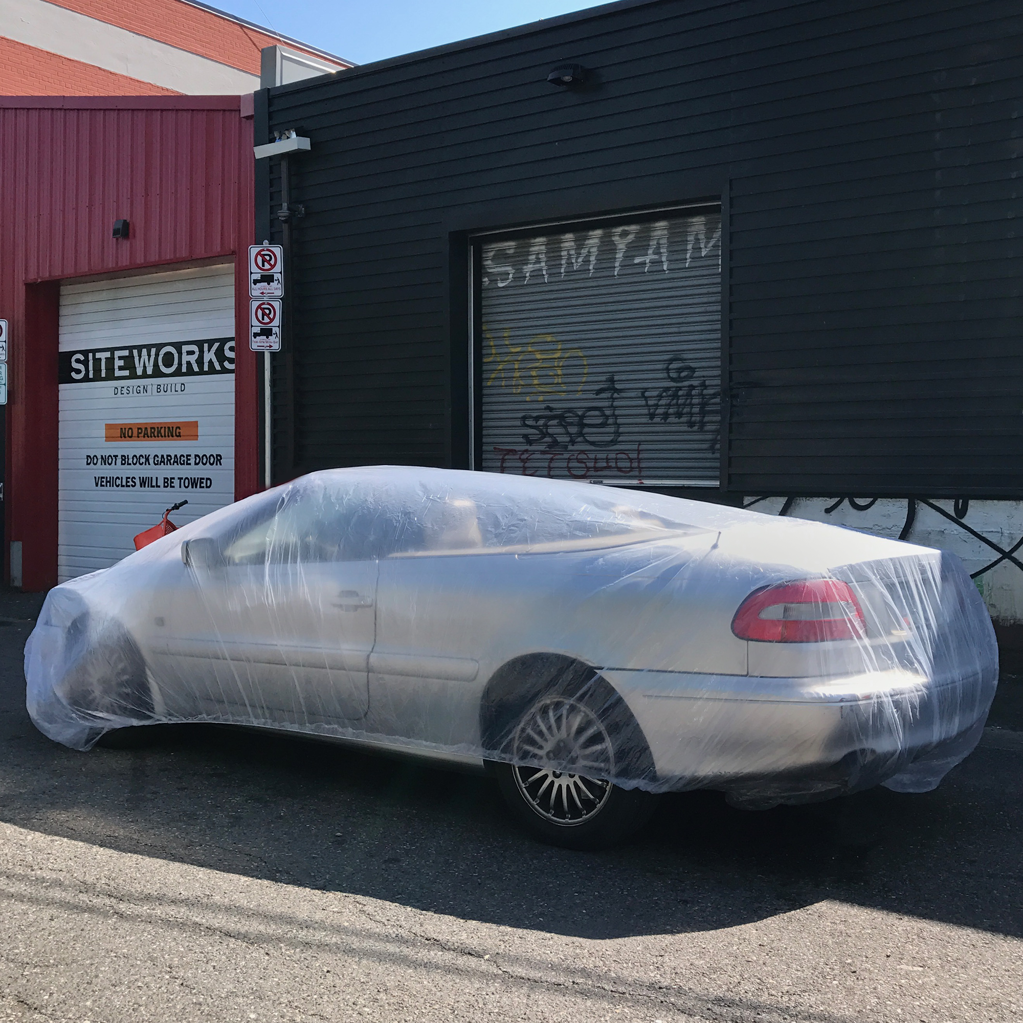 Car Cover Over a Convertible Outside