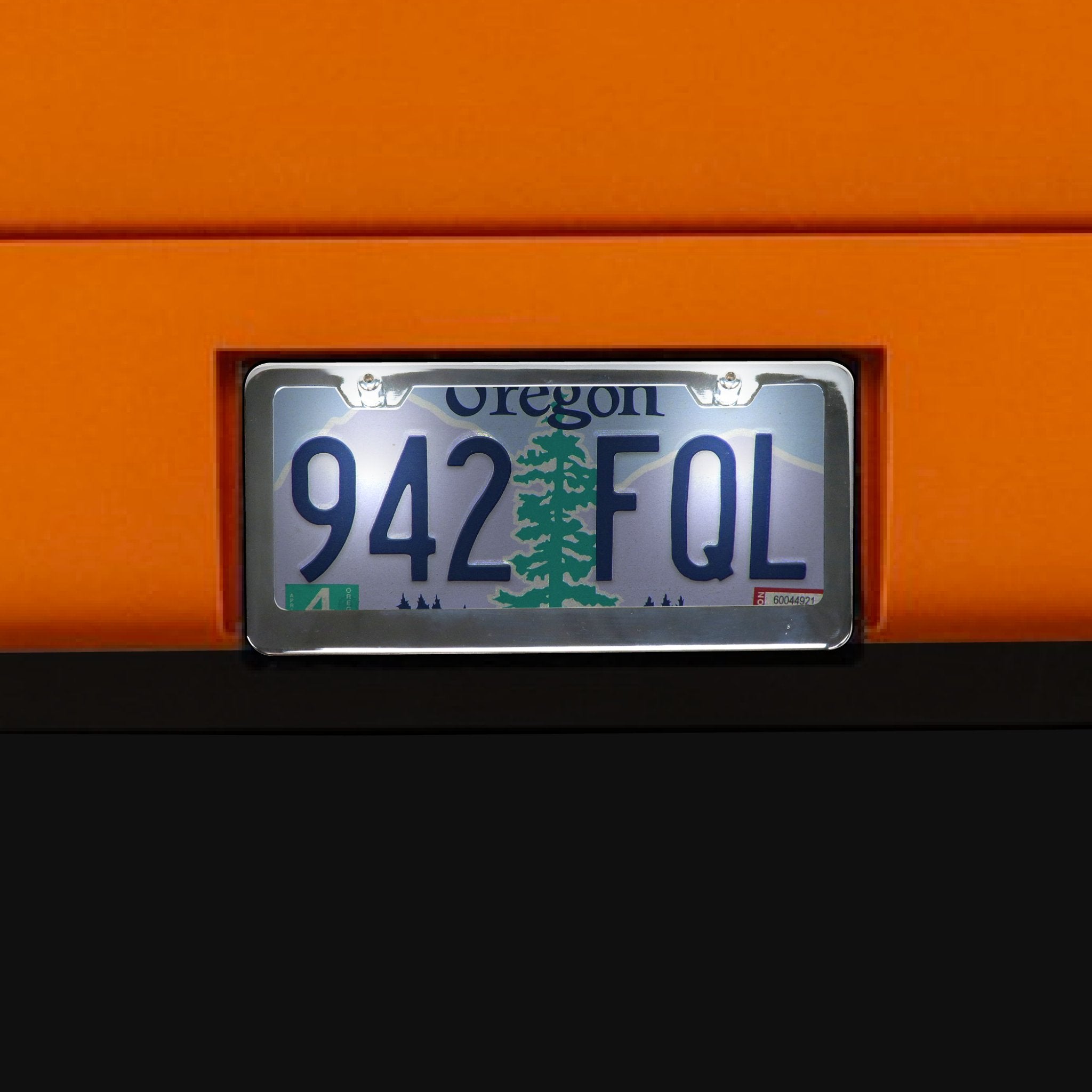Stainless Steel Chrome Metal Car License Plate Frame 6"x12" w/ LED Light Bolts
