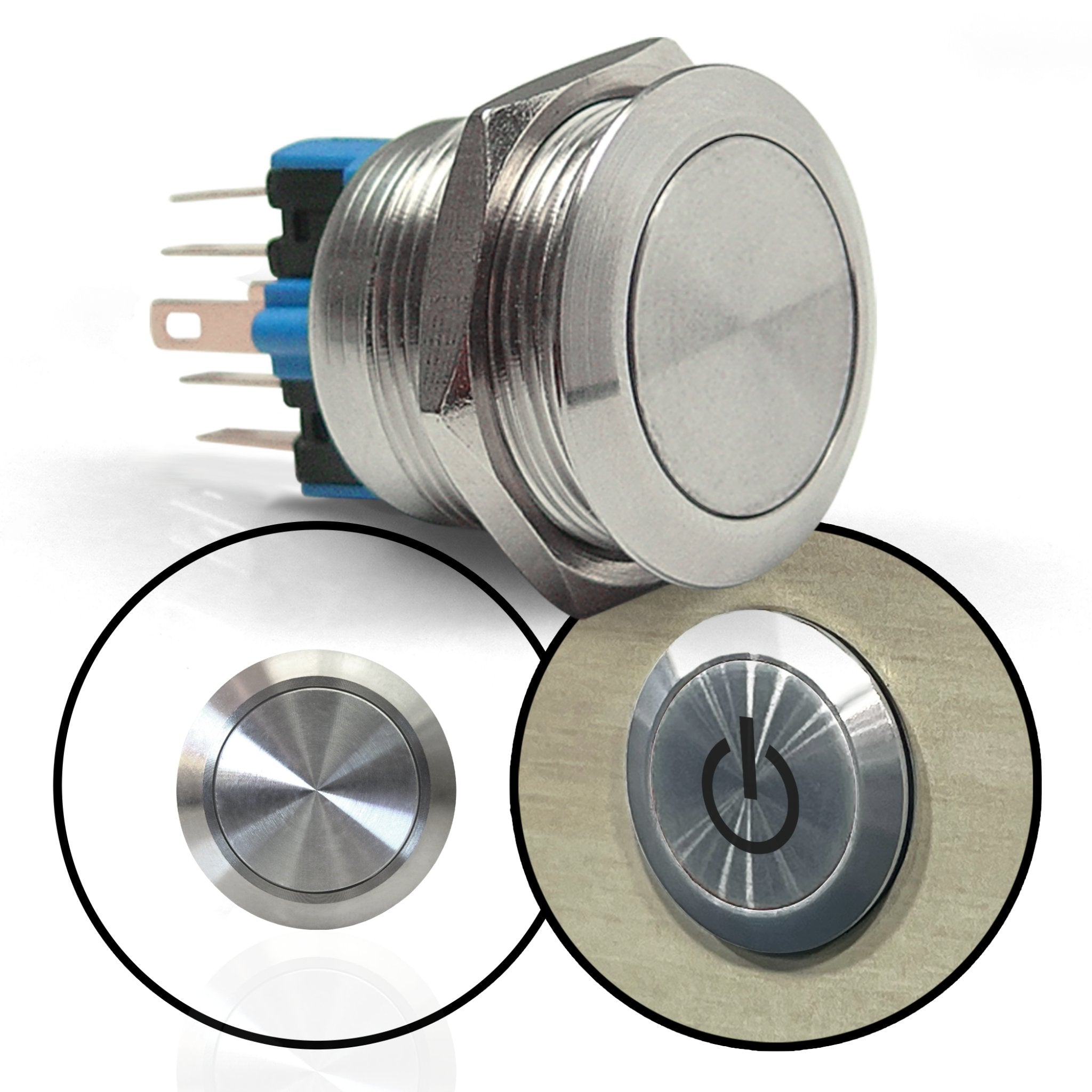 Brushed Billet Metal Push Buttons