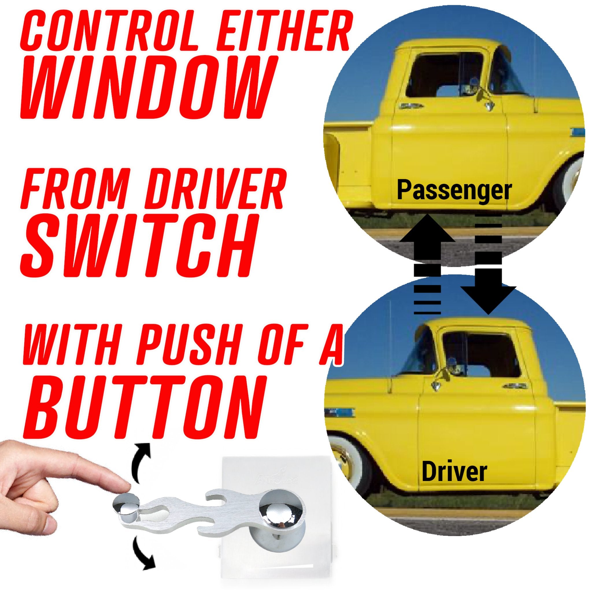 Controle 2 ventanillas eléctricas de automóvil desde 1 kit de botón de palanca de interruptor de manivela eléctrica