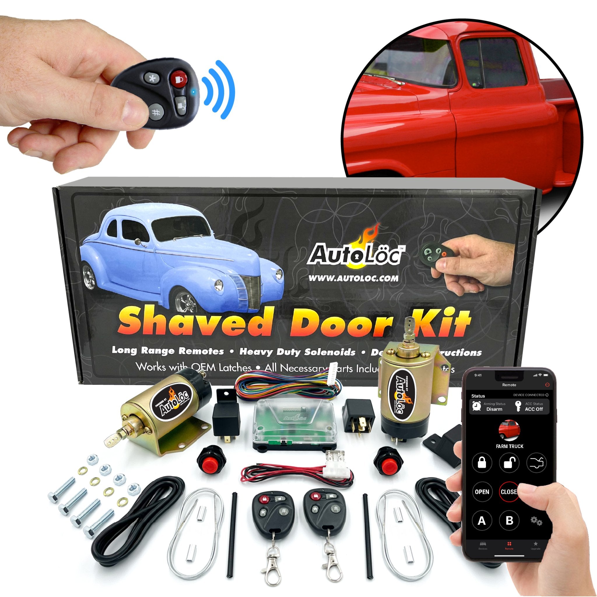 Heavy Duty Remote Shaved Door Handle Pop Kit 50lb Solenoids & 8CH Keyless Entry