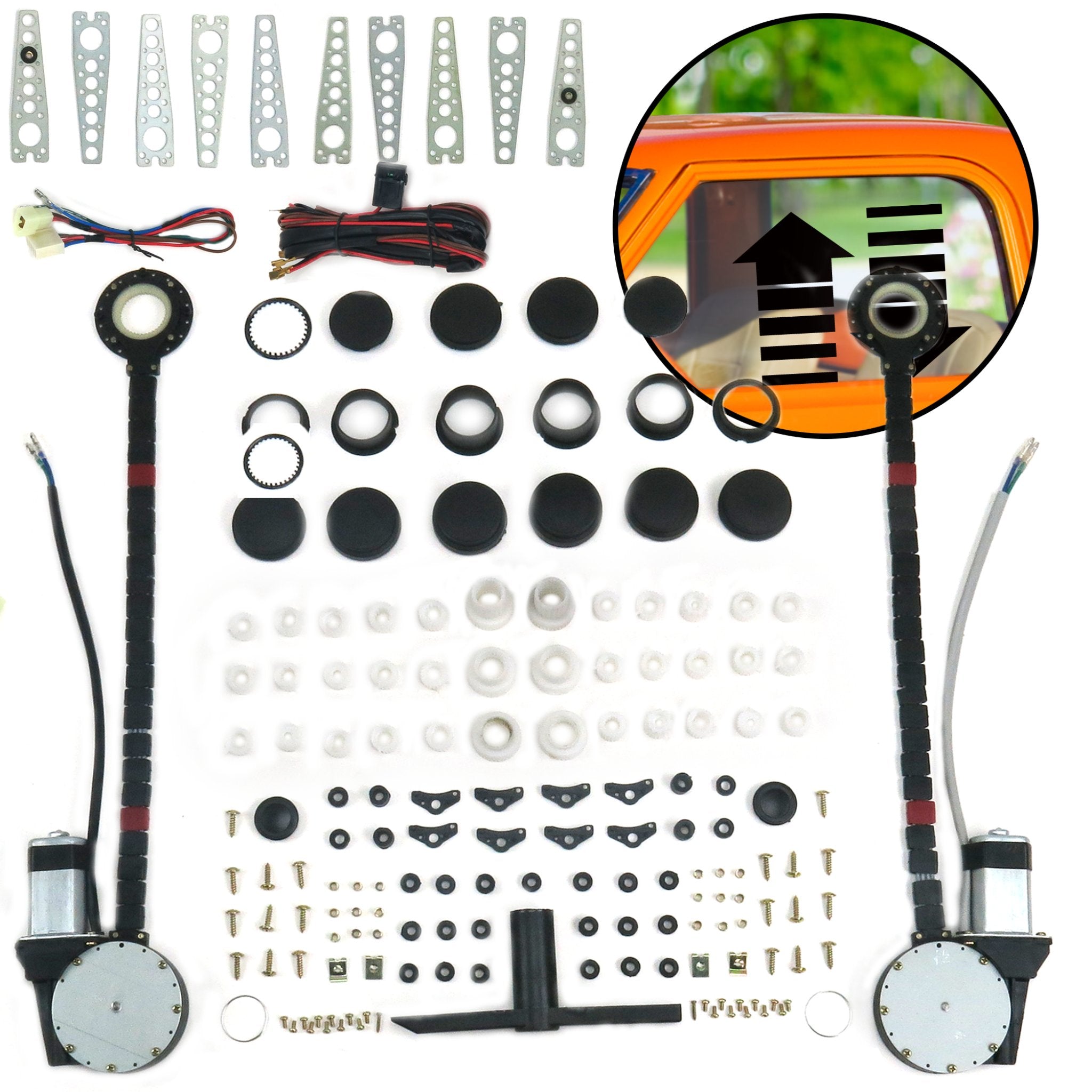 Universal 2 Door Electric Power Window Conversion Kit w/o Switches for Car Truck