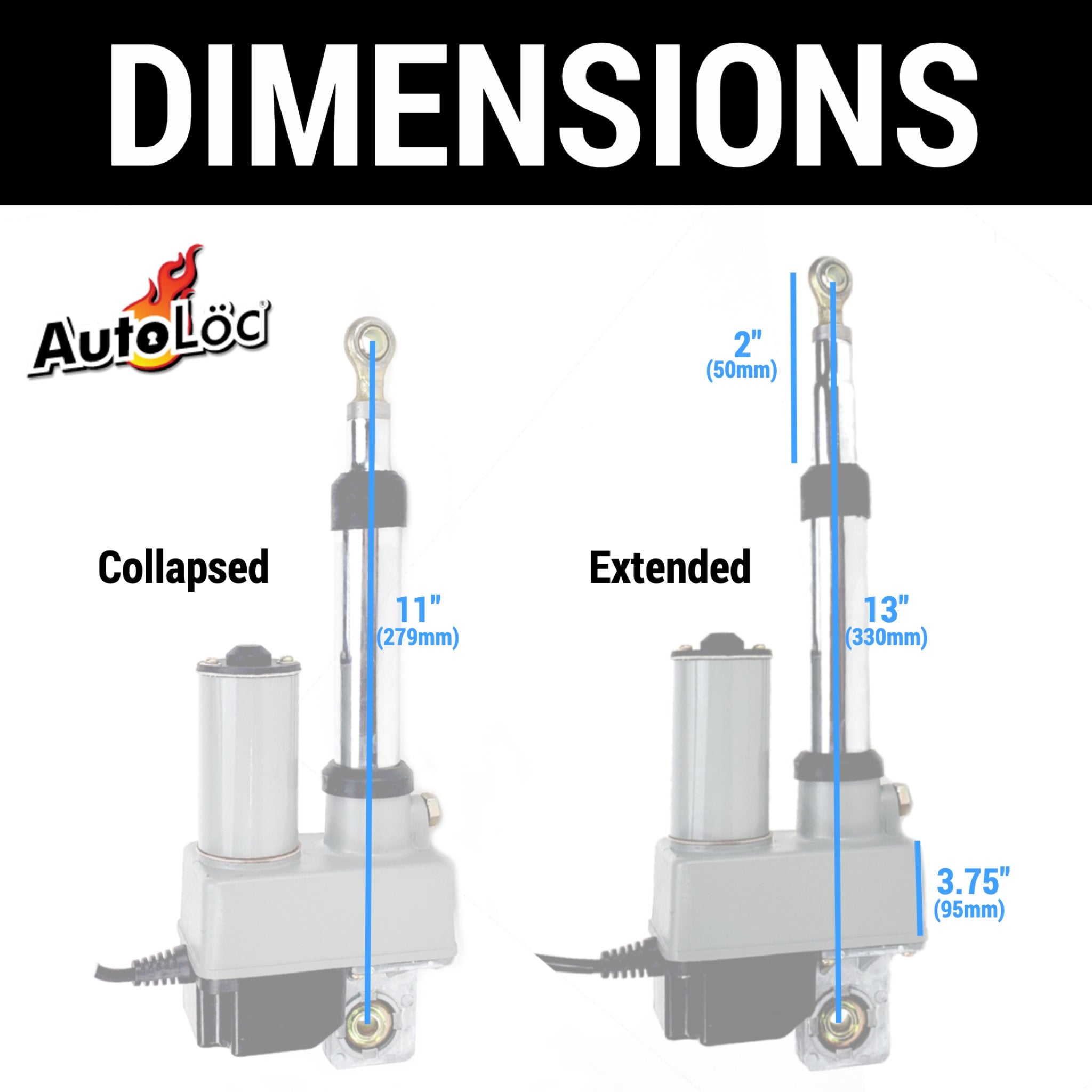 Motor eléctrico de actuador lineal ajustable de 12 V de alta resistencia, carrera de 2 ", elevación de 200 libras