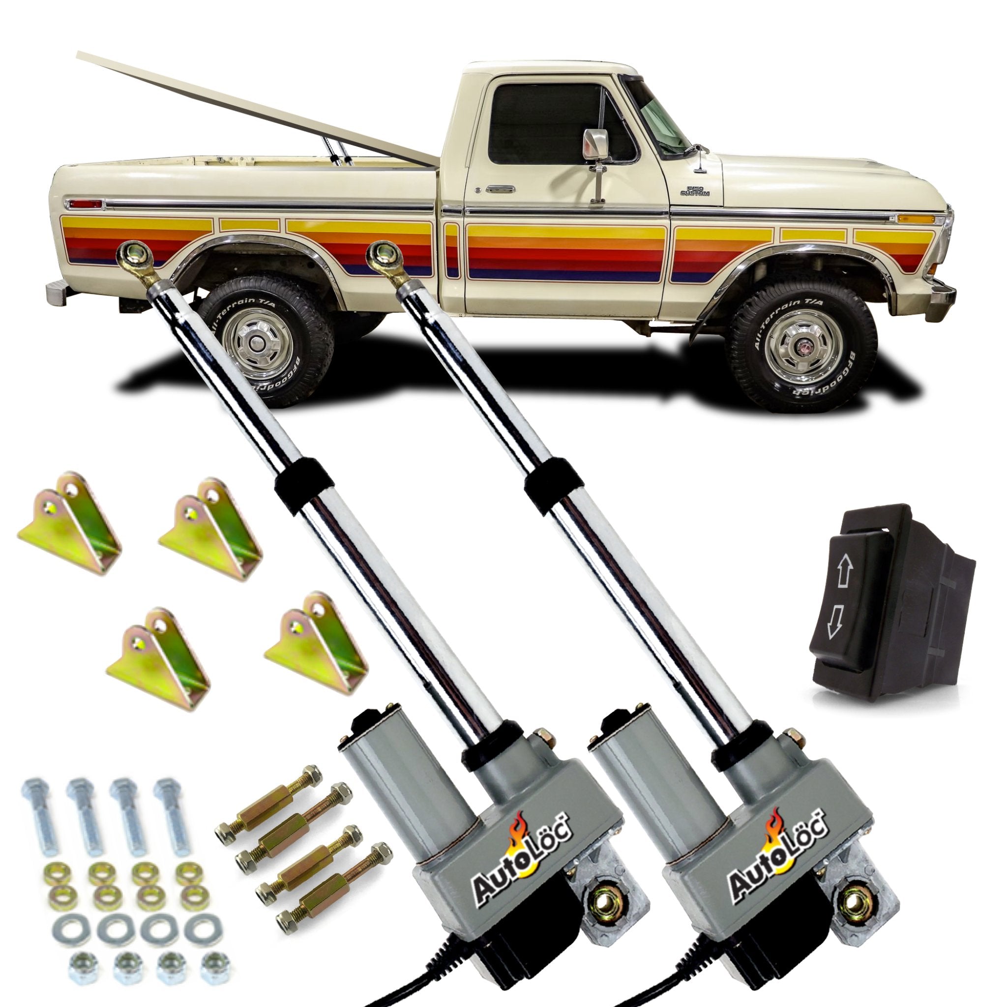 67-79 Ford Truck Power Tonneau Cover Lift Kit Soportes de montaje e interruptor de 3 vías