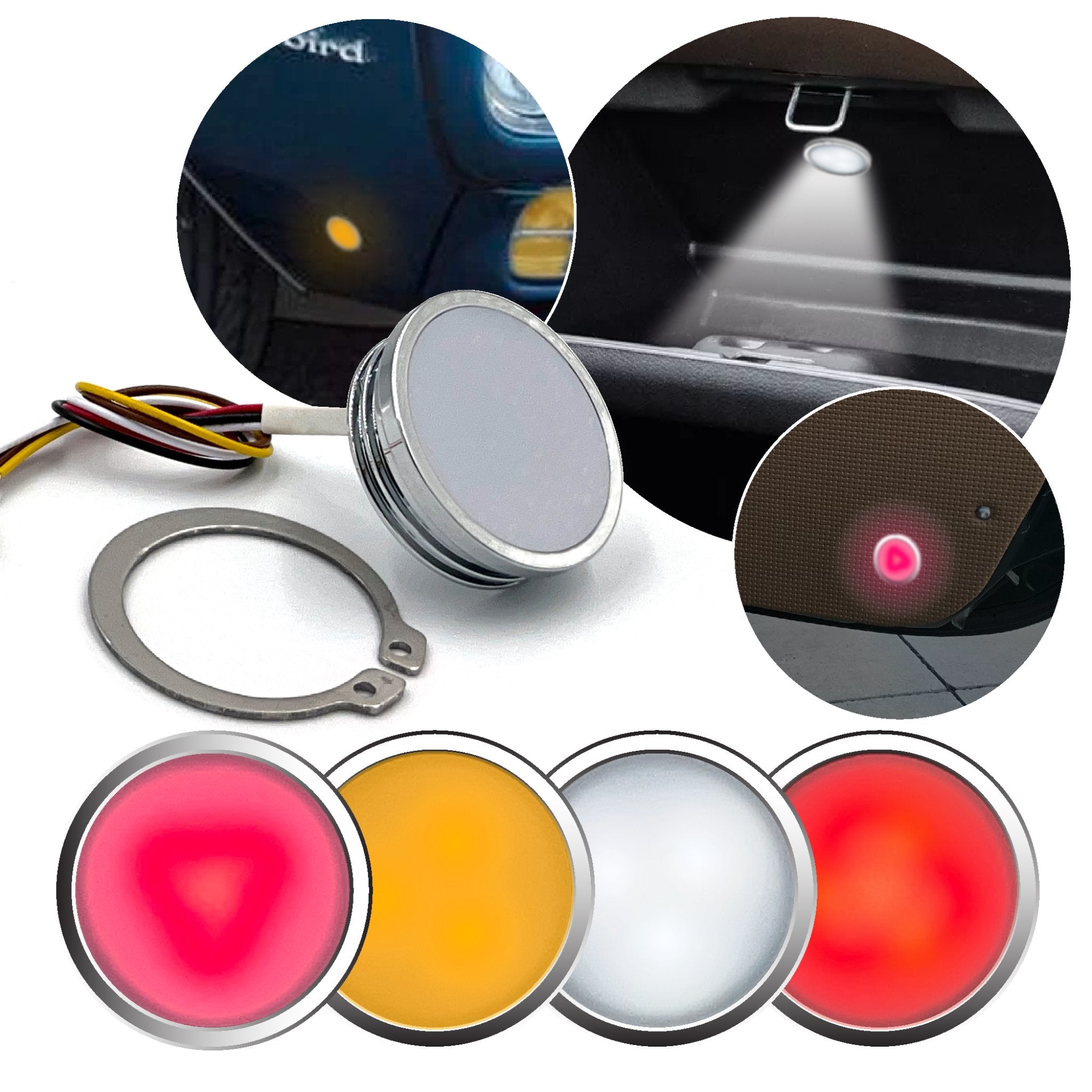 Universal LED Single Puck Light 4 Color - Red Yellow White Bright-Red