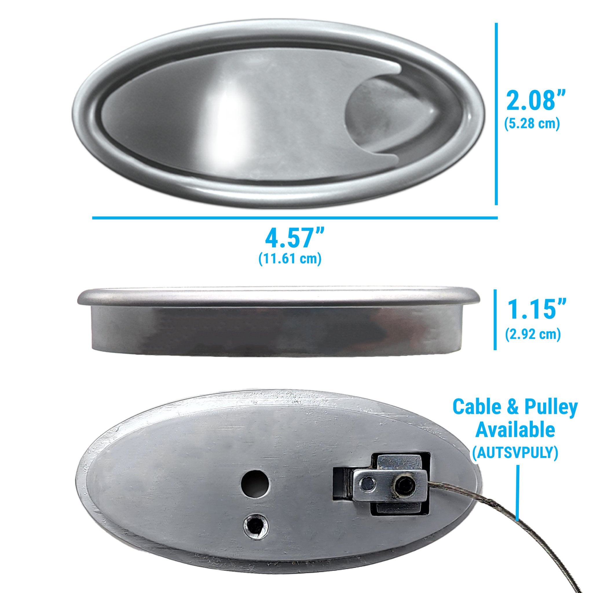 Par de palancas de bolsillo con muesca para manija de puerta empotrada Interior ovalada de aluminio Billet