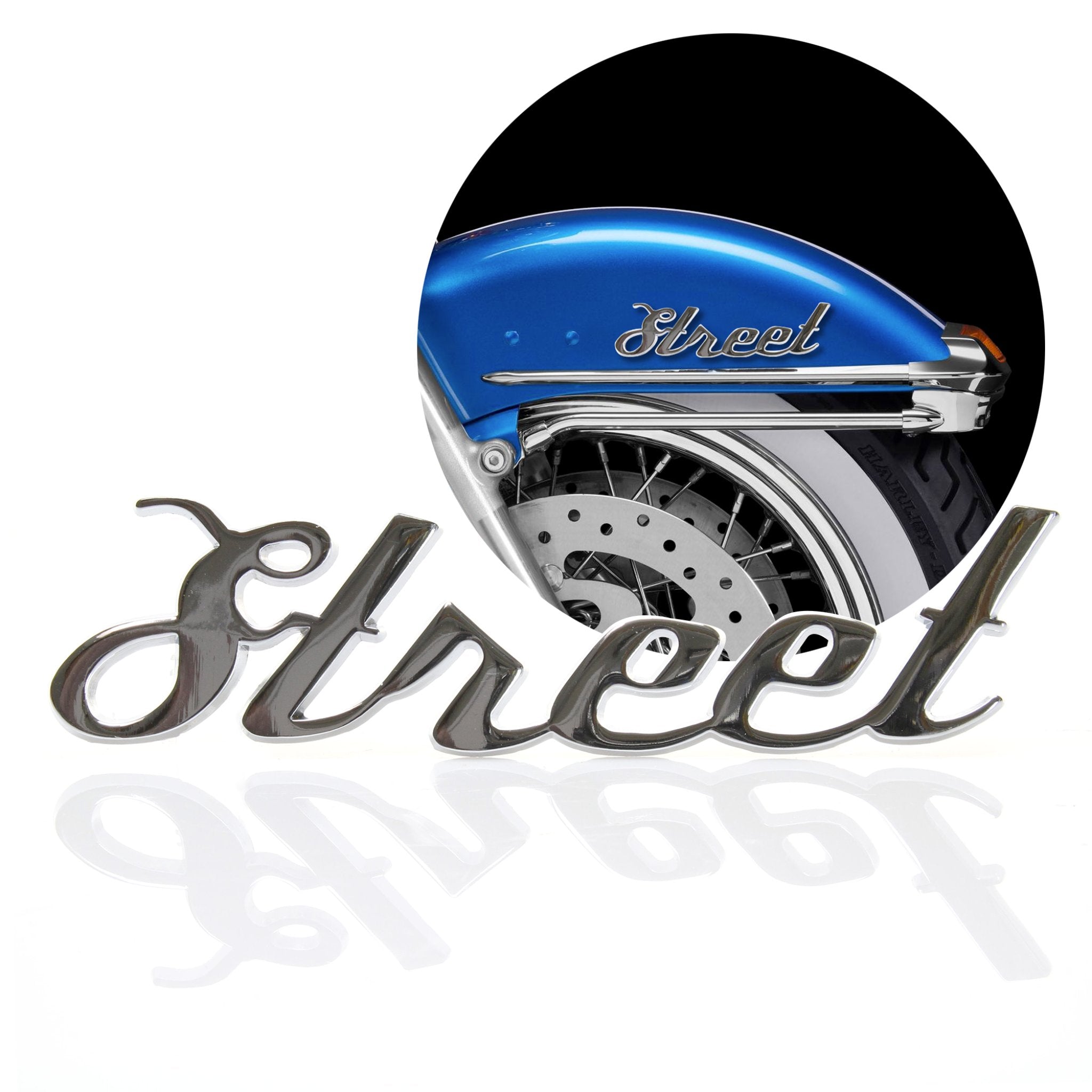 Chrome Metal "Street" Script Lettering Fender Emblem Badge Car Hot Rat Rod Truck