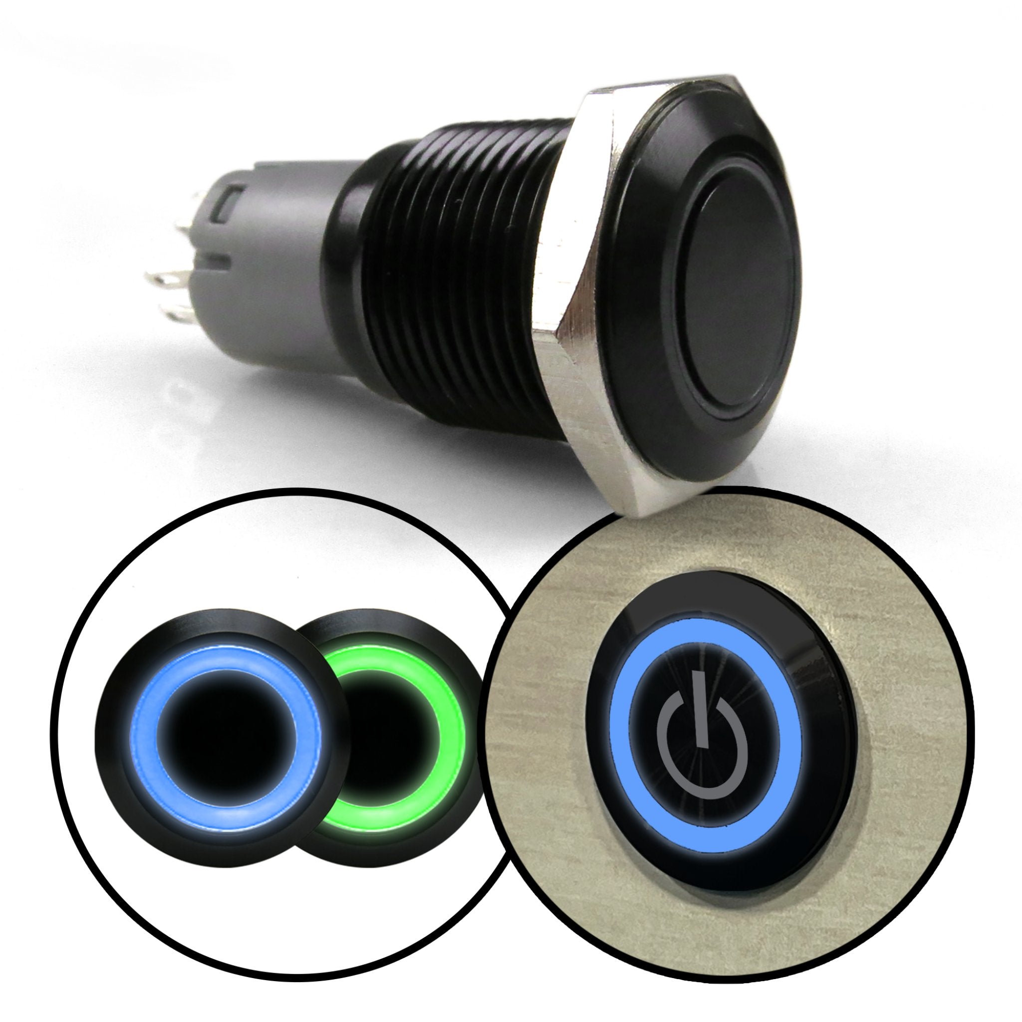 Black Anodized Metal Push Buttons