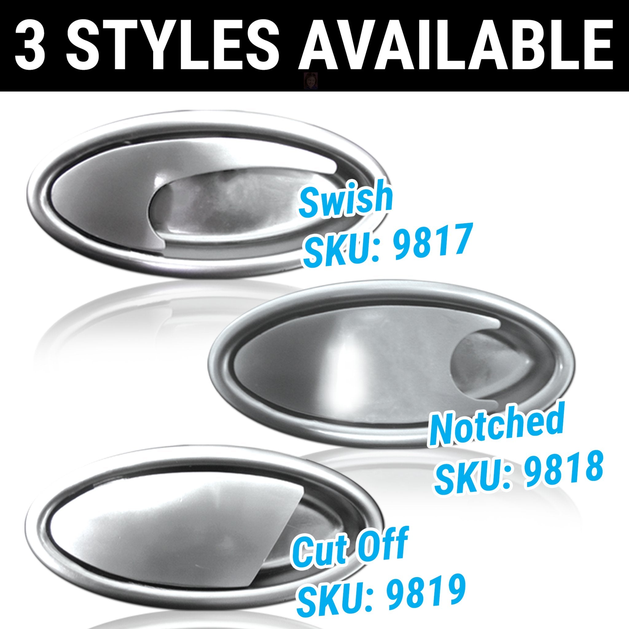 Billet Aluminum Oval Interior Recessed Car Door Handle Pocket Lever Set Pair