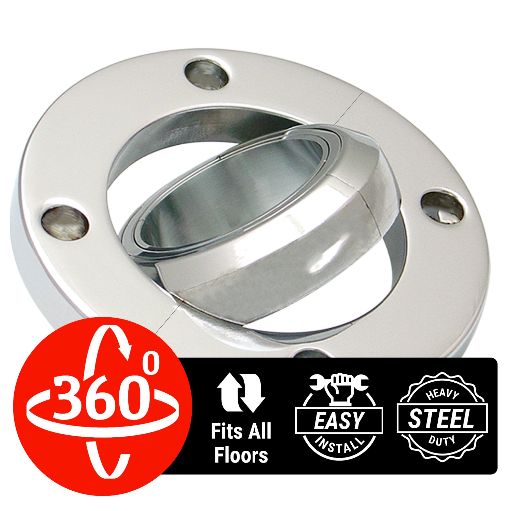 Chrome Billet Steering Column Split Swivel Floor Mount for 1 3/4, 2", & 2 1/4"