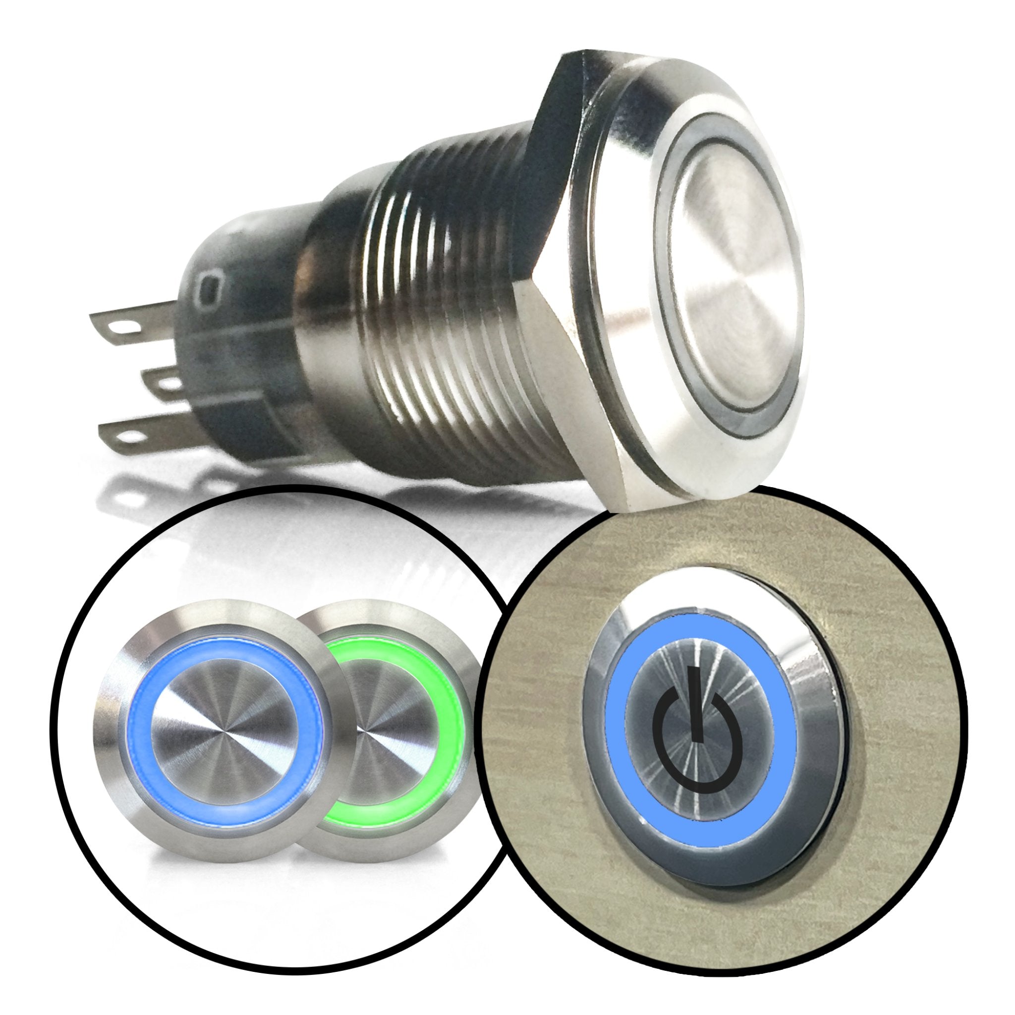 Brushed Billet Metal Push Buttons