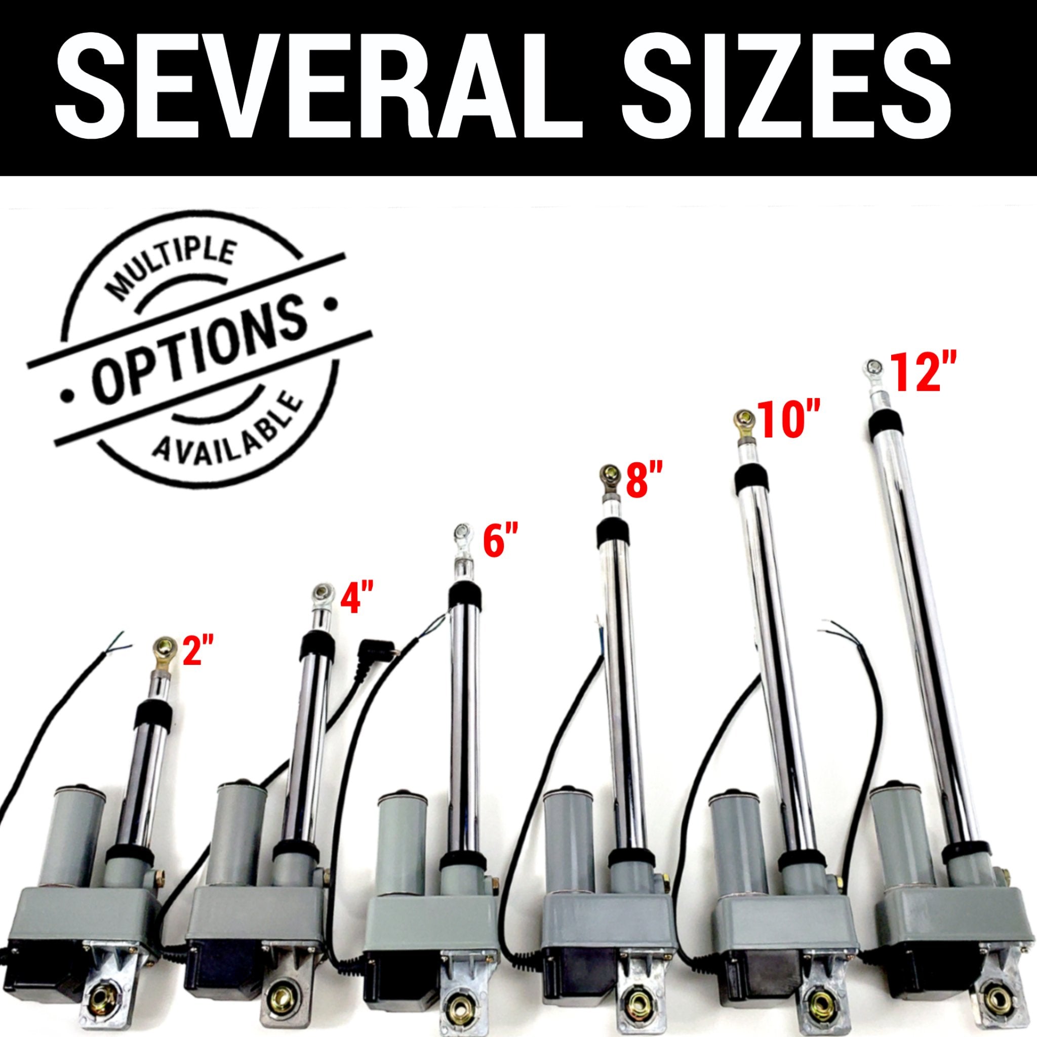 Motor eléctrico de actuador lineal ajustable de 12 voltios y 12" de alta resistencia, capacidad de 200 lb