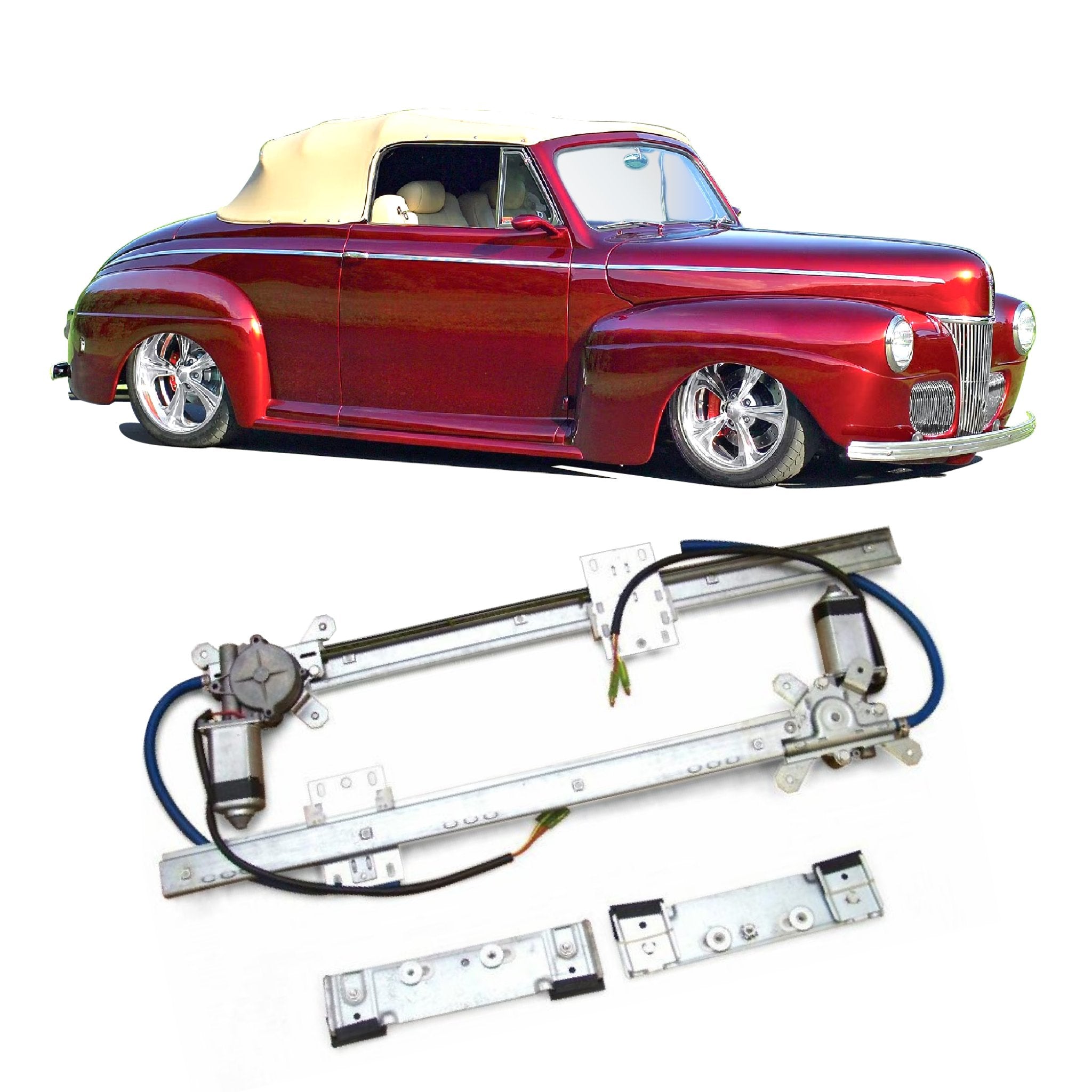 Autoloc 2 Door Electric Power Window Conversion Kit for 1941 Ford Convertible