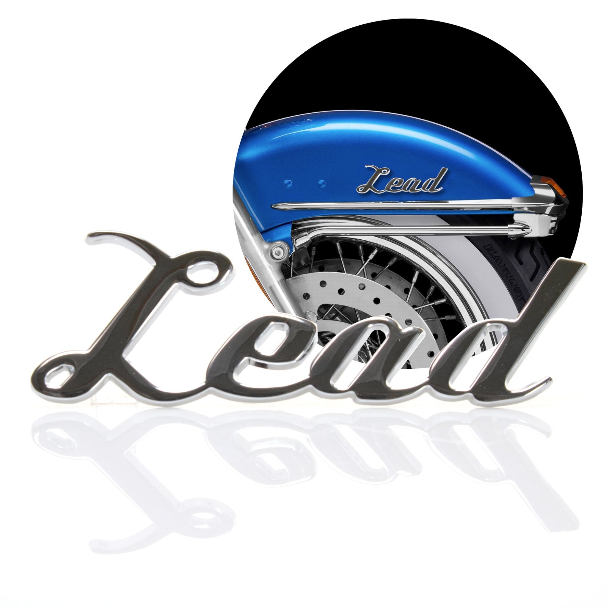 Chrome Metal "Lead" Script Letter Grille Fender Emblem Badge Car Truck Hot Rod